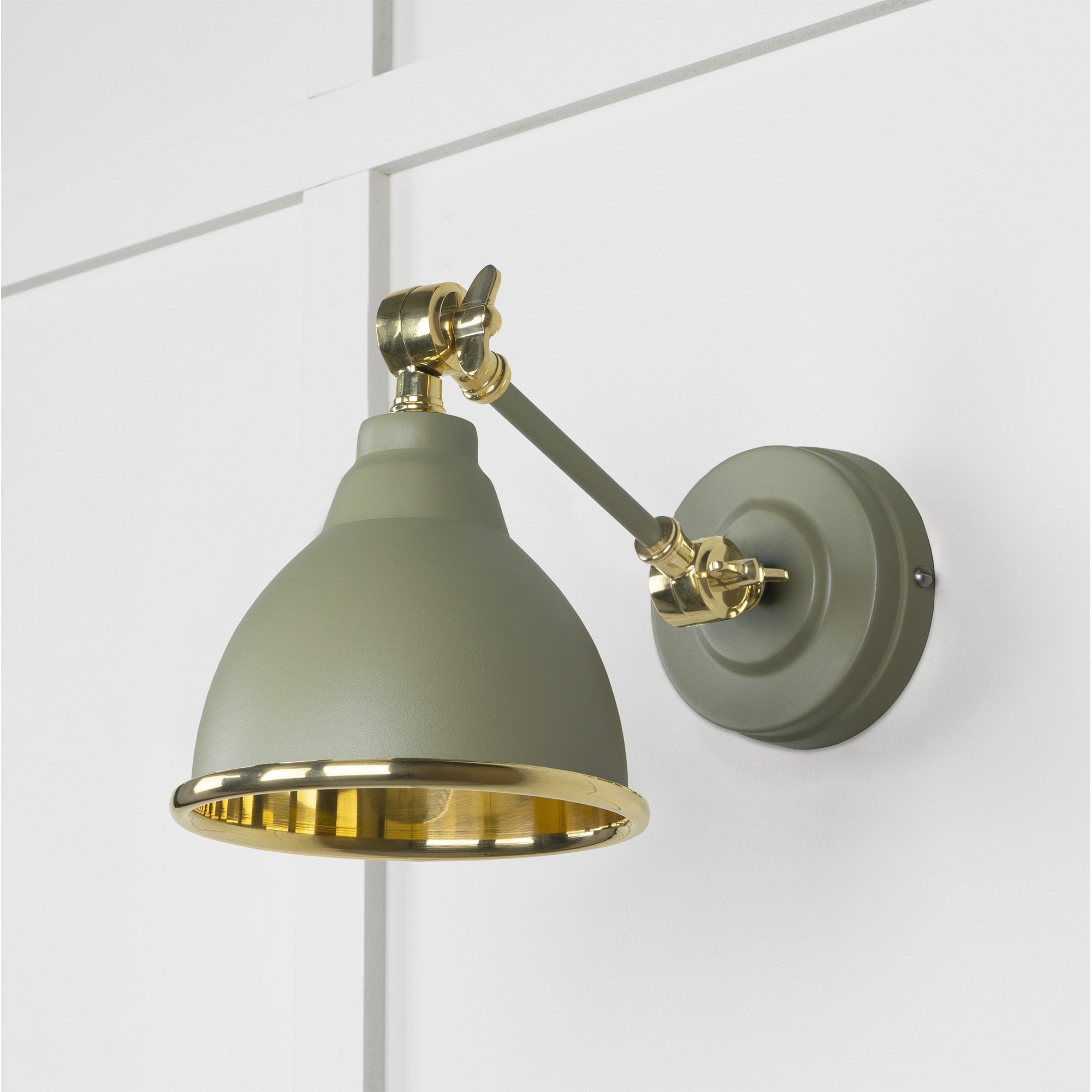 From The Anvil Smooth Brass Brindley Wall Light - Tump (Pale Green)