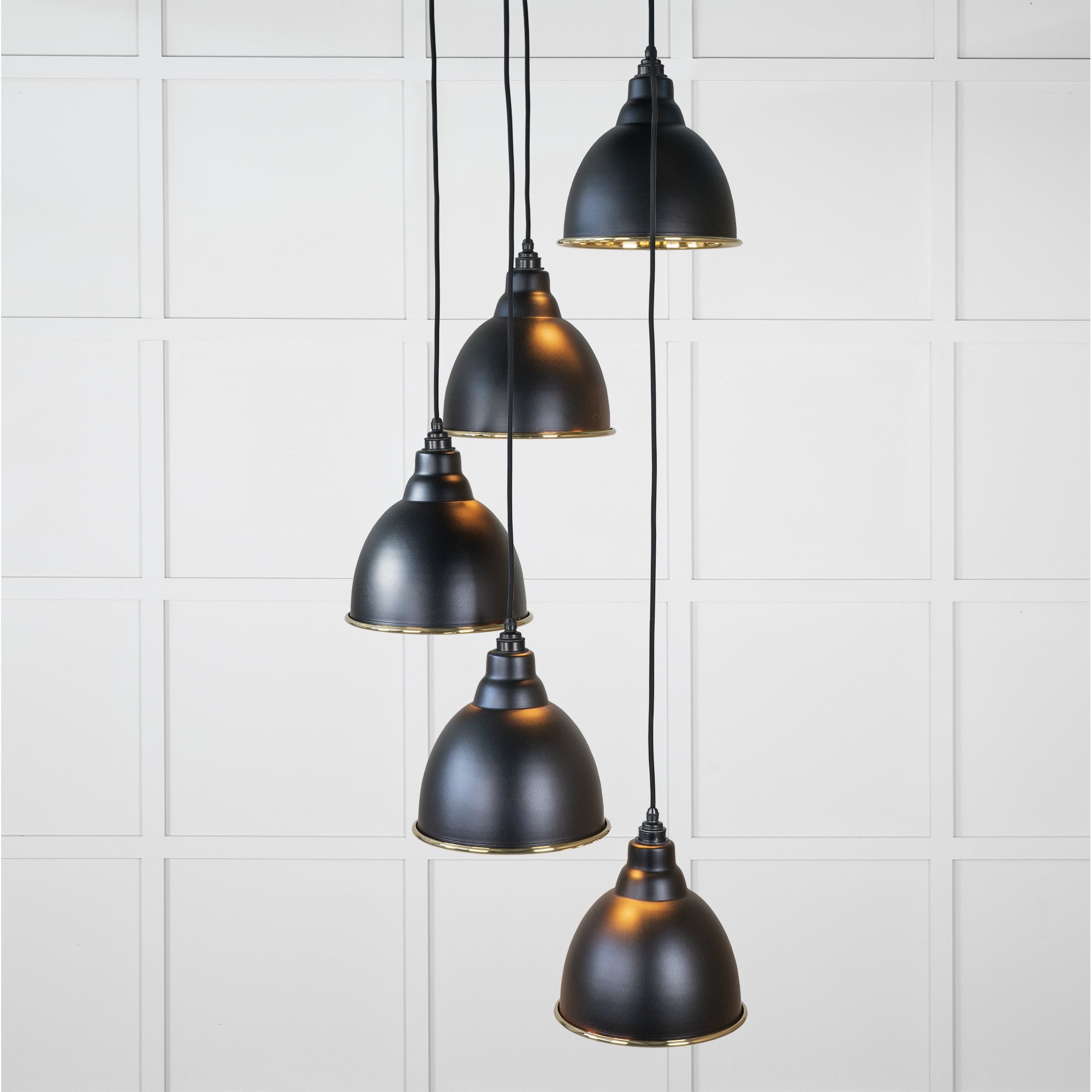 From The Anvil Hammered Brass Brindley Cluster Pendant - Elan Black