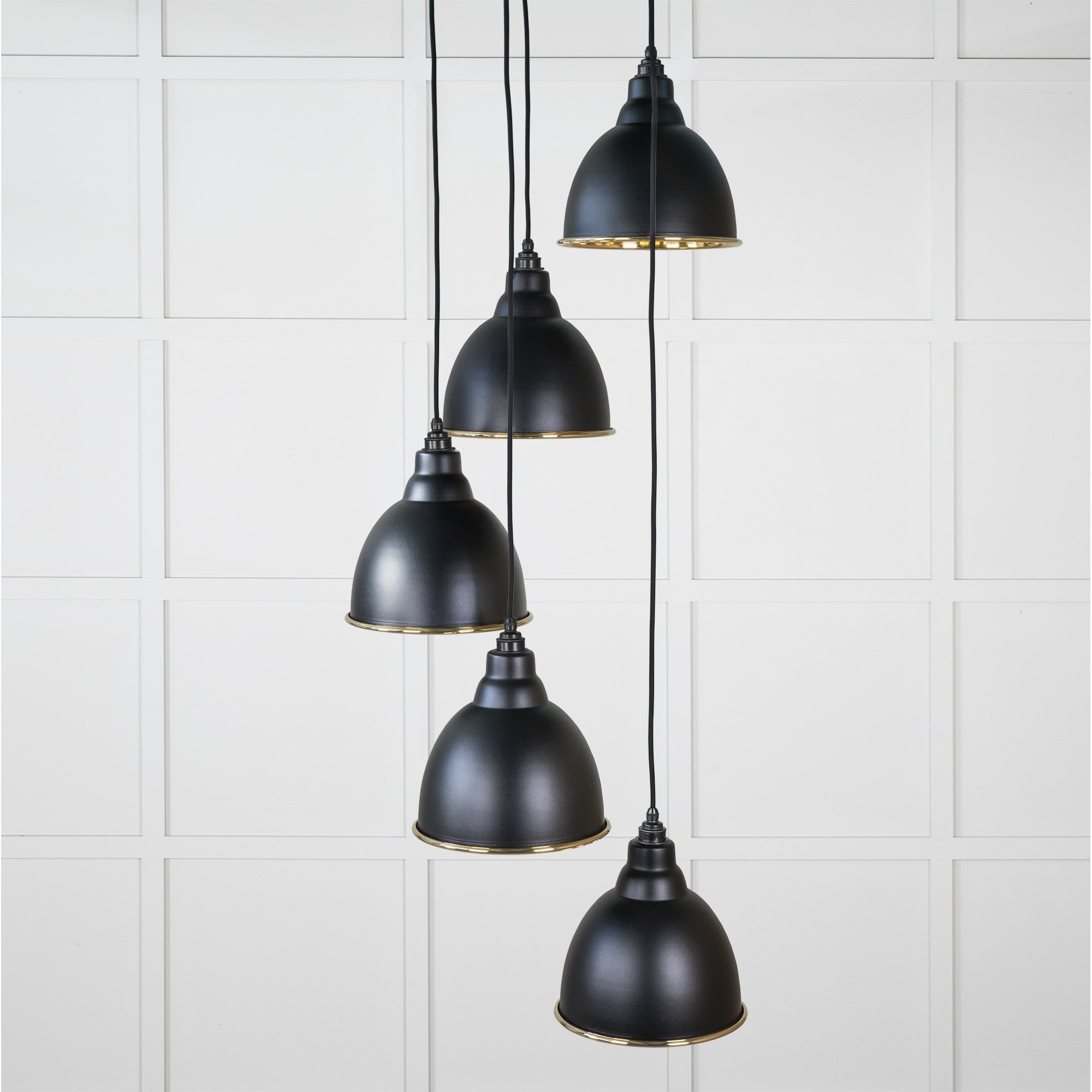 From The Anvil Hammered Brass Brindley Cluster Pendant - Elan Black