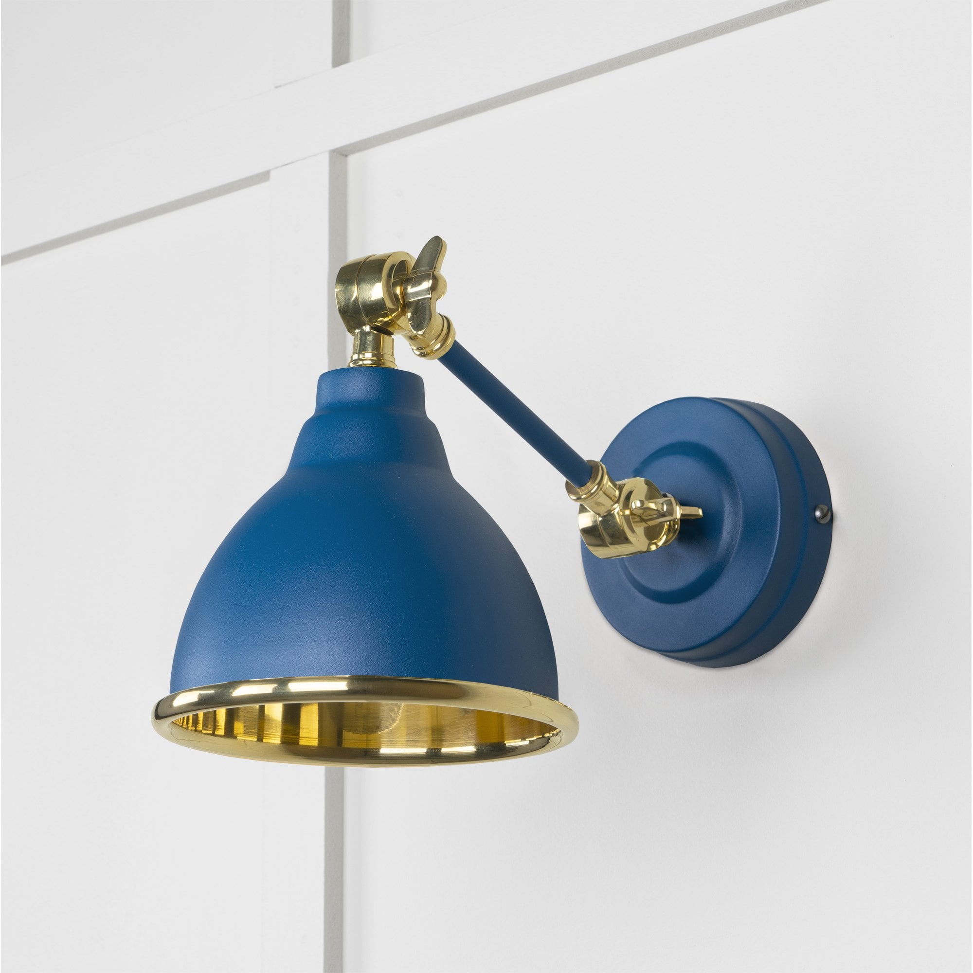 From The Anvil Smooth Brass Brindley Wall Light - Upstream (Blue)