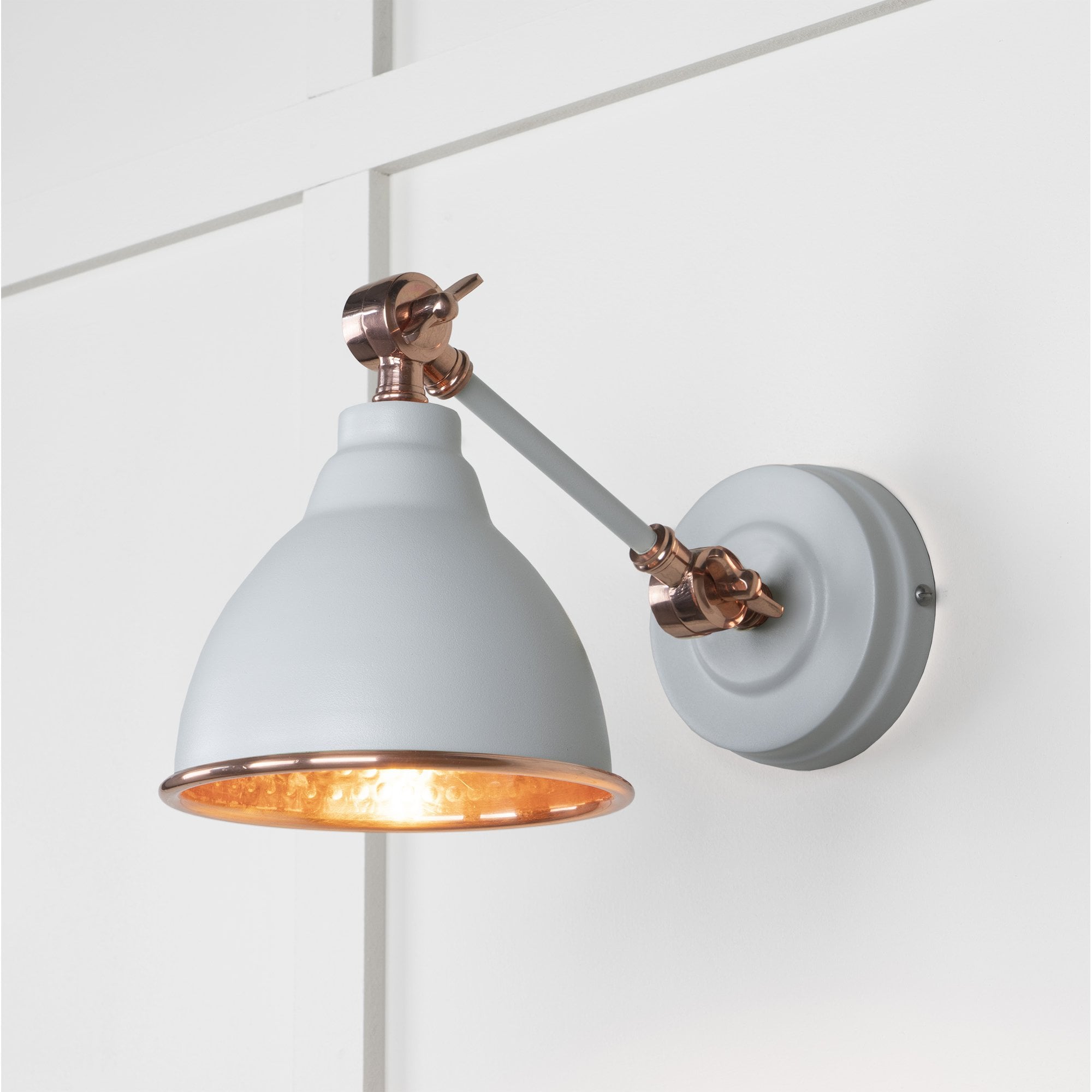 From The Anvil Hammered Copper Brindley Wall Light - Birch (Pale Grey)