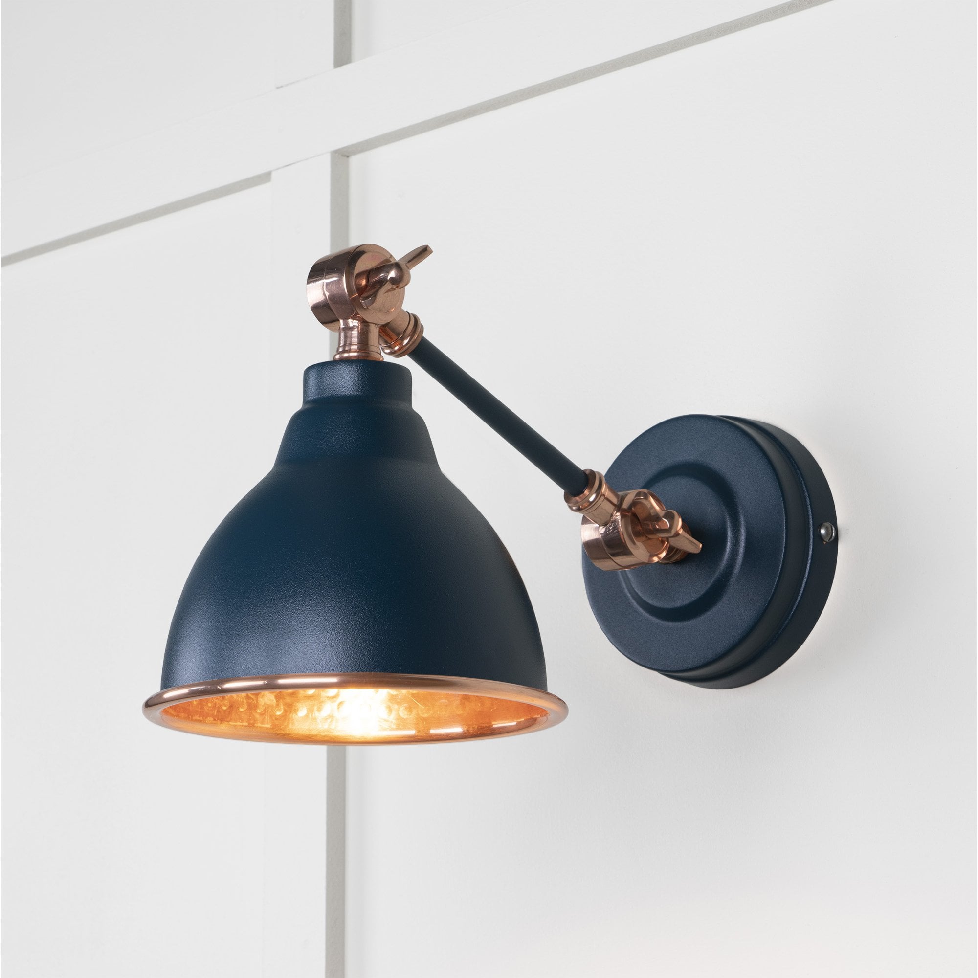 From The Anvil Hammered Copper Brindley Wall Light - Dusk (Dark Blue/Grey)