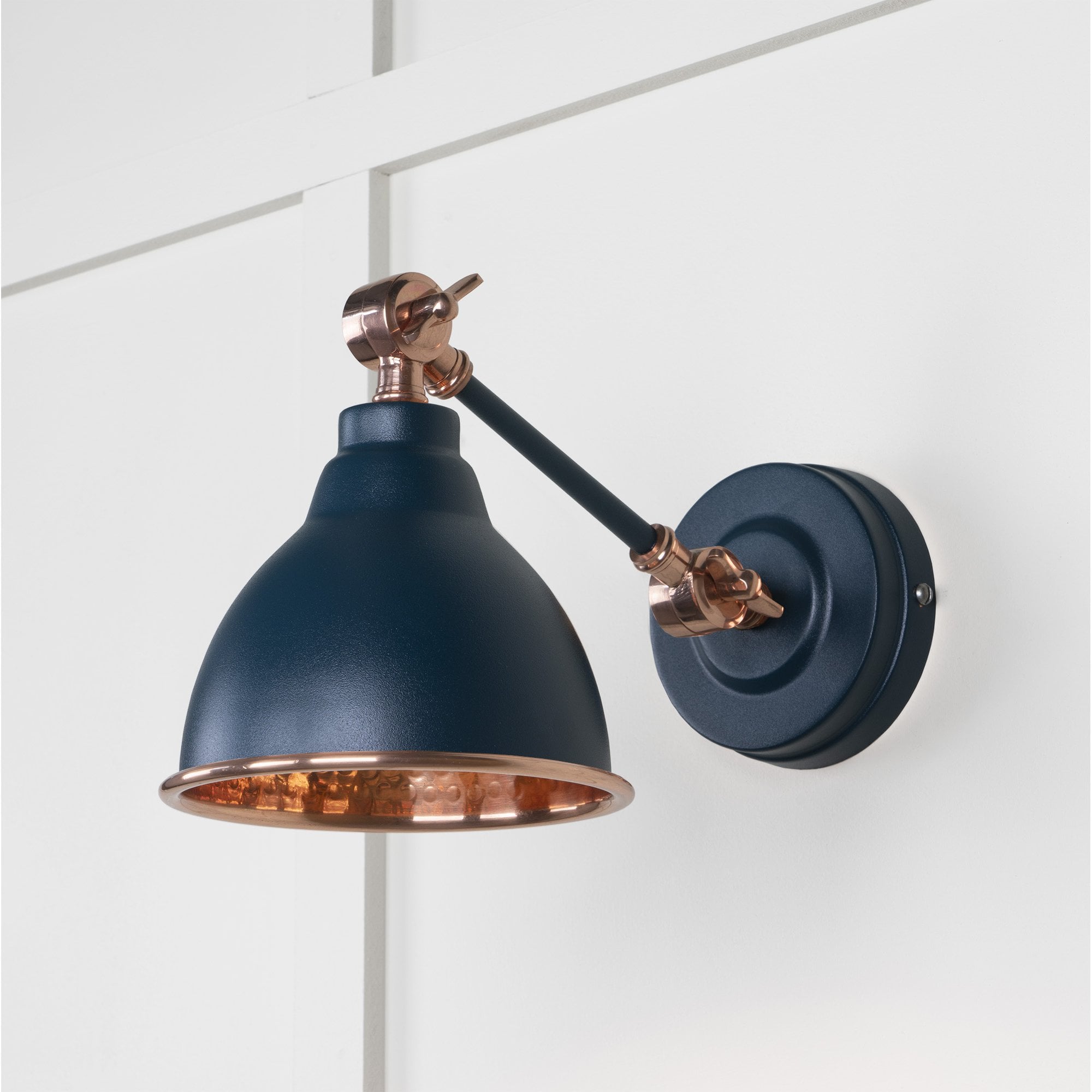 From The Anvil Hammered Copper Brindley Wall Light - Dusk (Dark Blue/Grey)