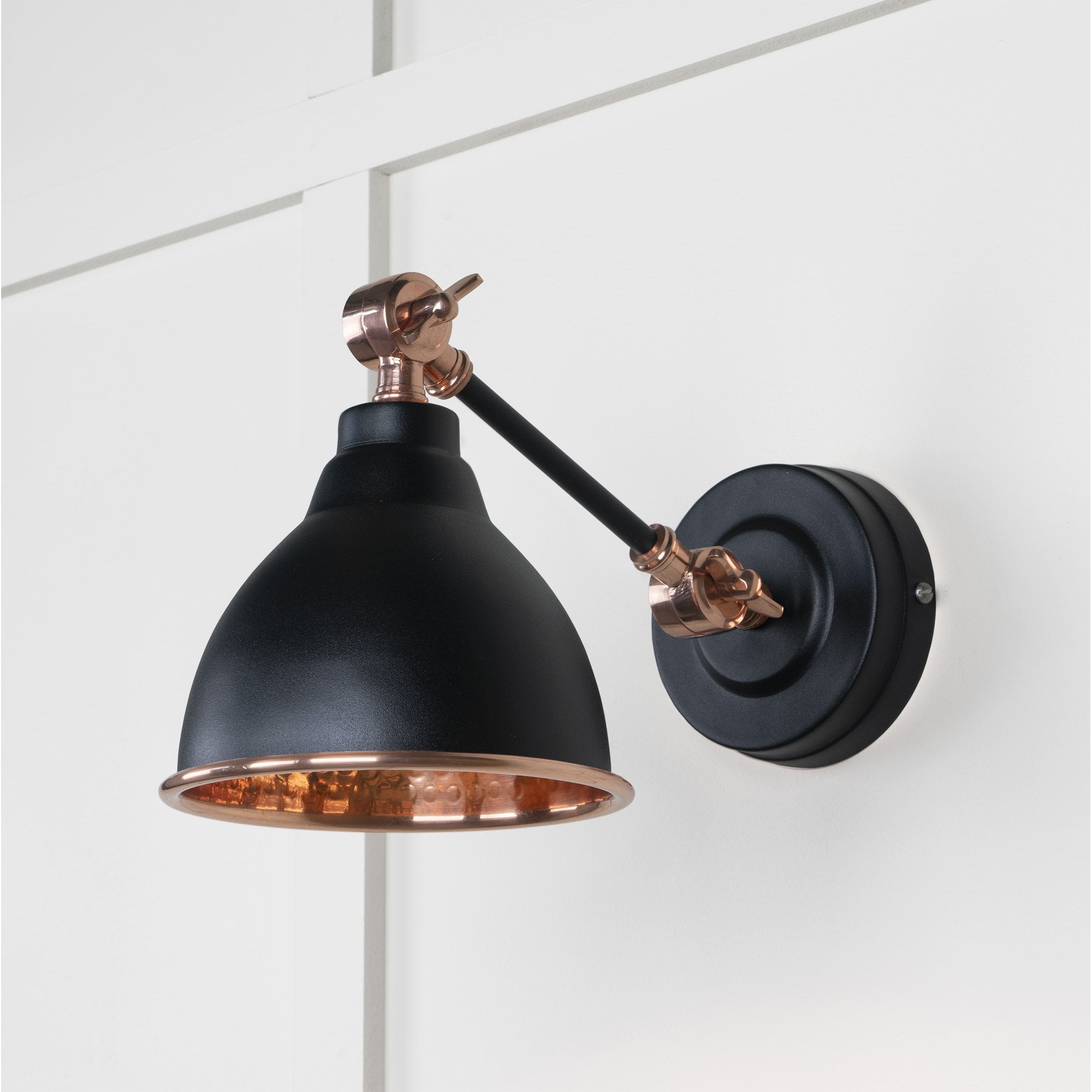 From The Anvil Hammered Copper Brindley Wall Light - Elan Black