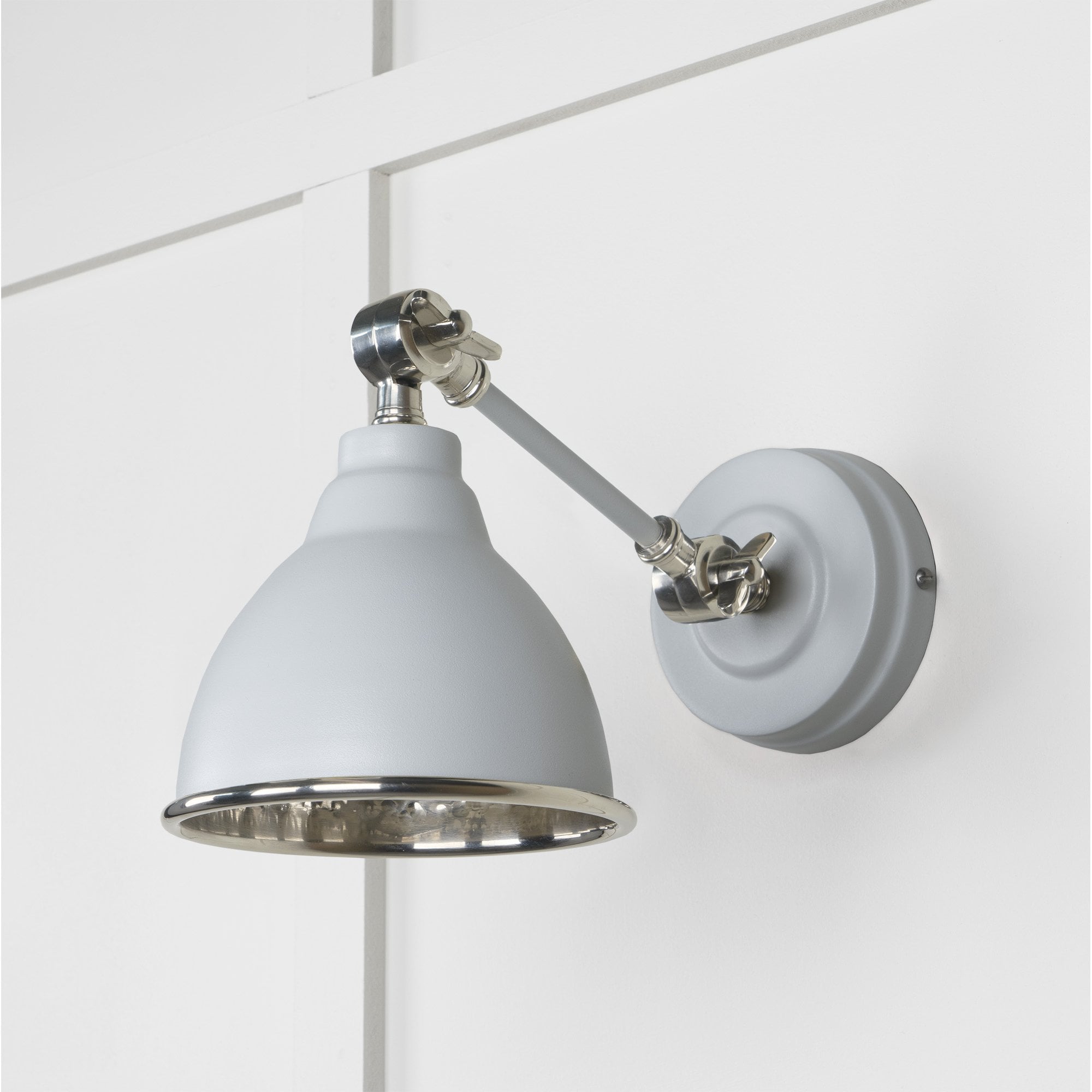 From The Anvil Hammered Nickel Brindley Wall Light - Birch (Pale Grey)
