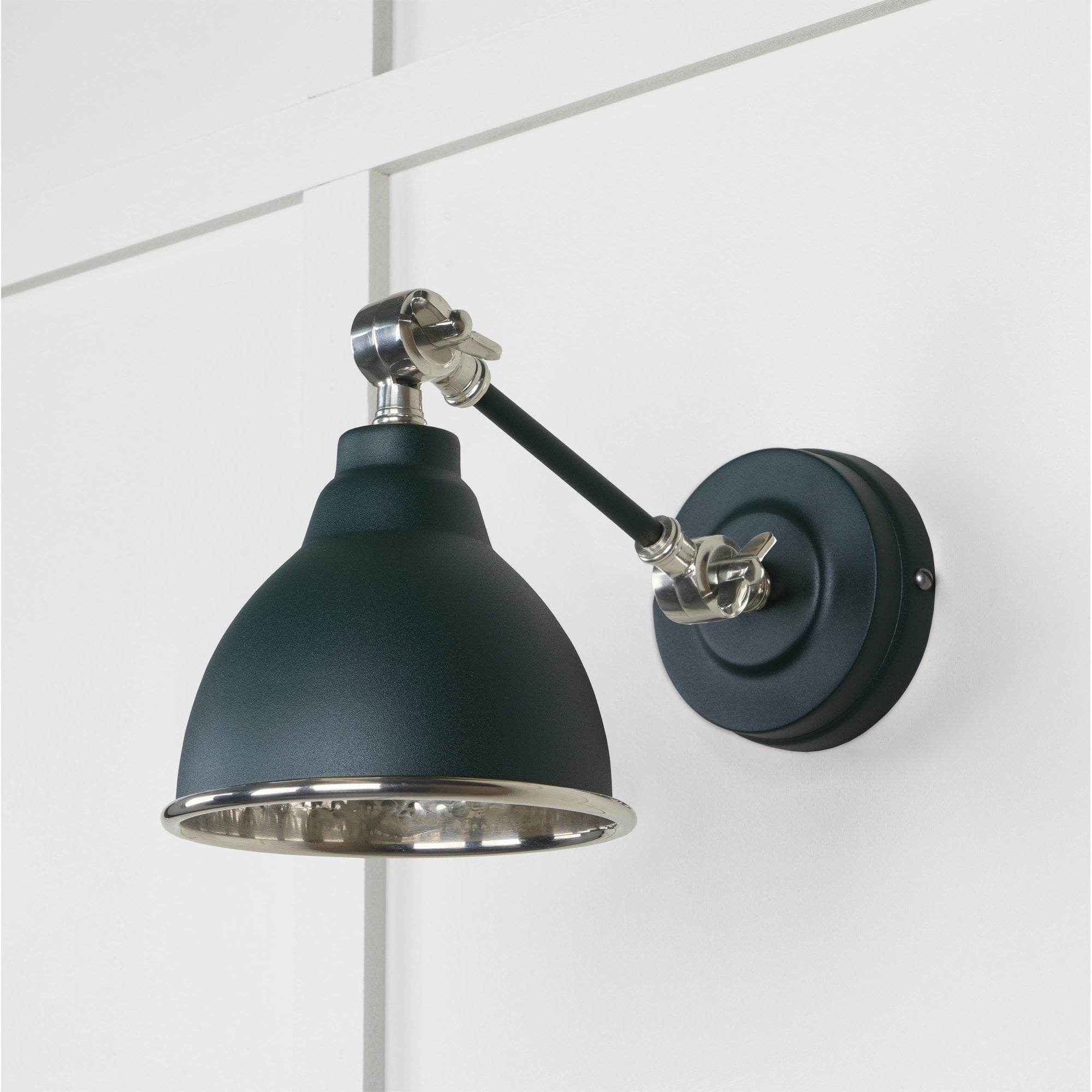 From The Anvil Hammered Nickel Brindley Wall Light - Dingle (Rich Green)