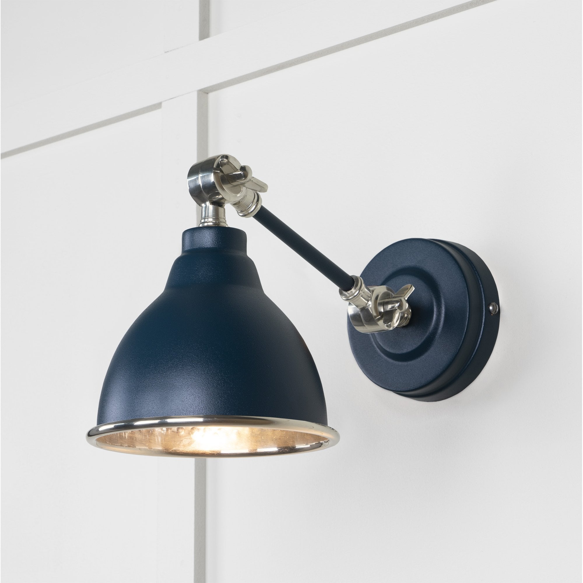 From The Anvil Hammered Nickel Brindley Wall Light - Dusk (Dark Blue/Grey)