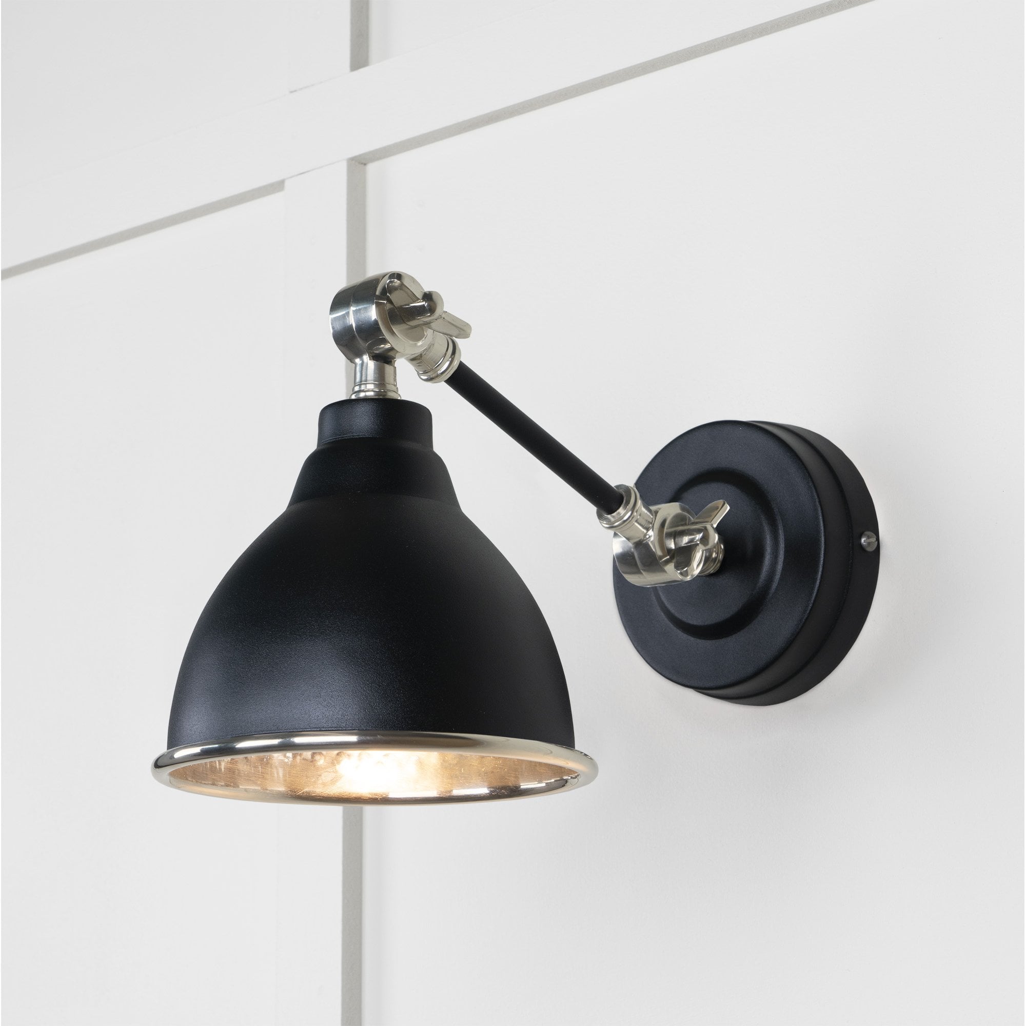 From The Anvil Hammered Nickel Brindley Wall Light - Elan Black