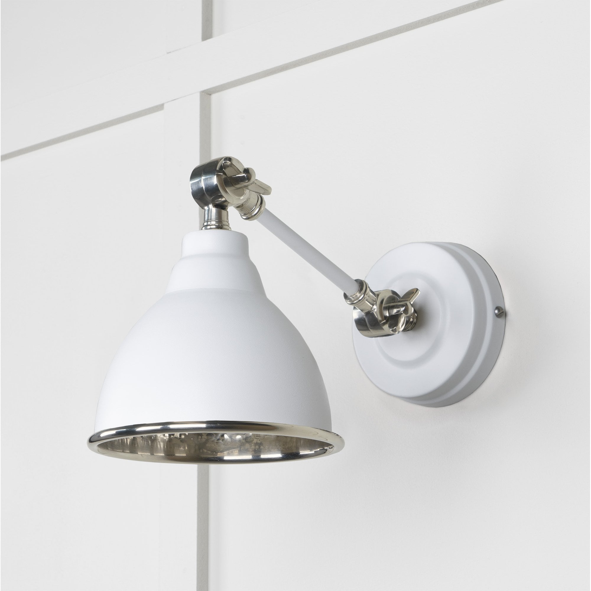 From The Anvil Hammered Nickel Brindley Wall Light - Flock (Matt White)