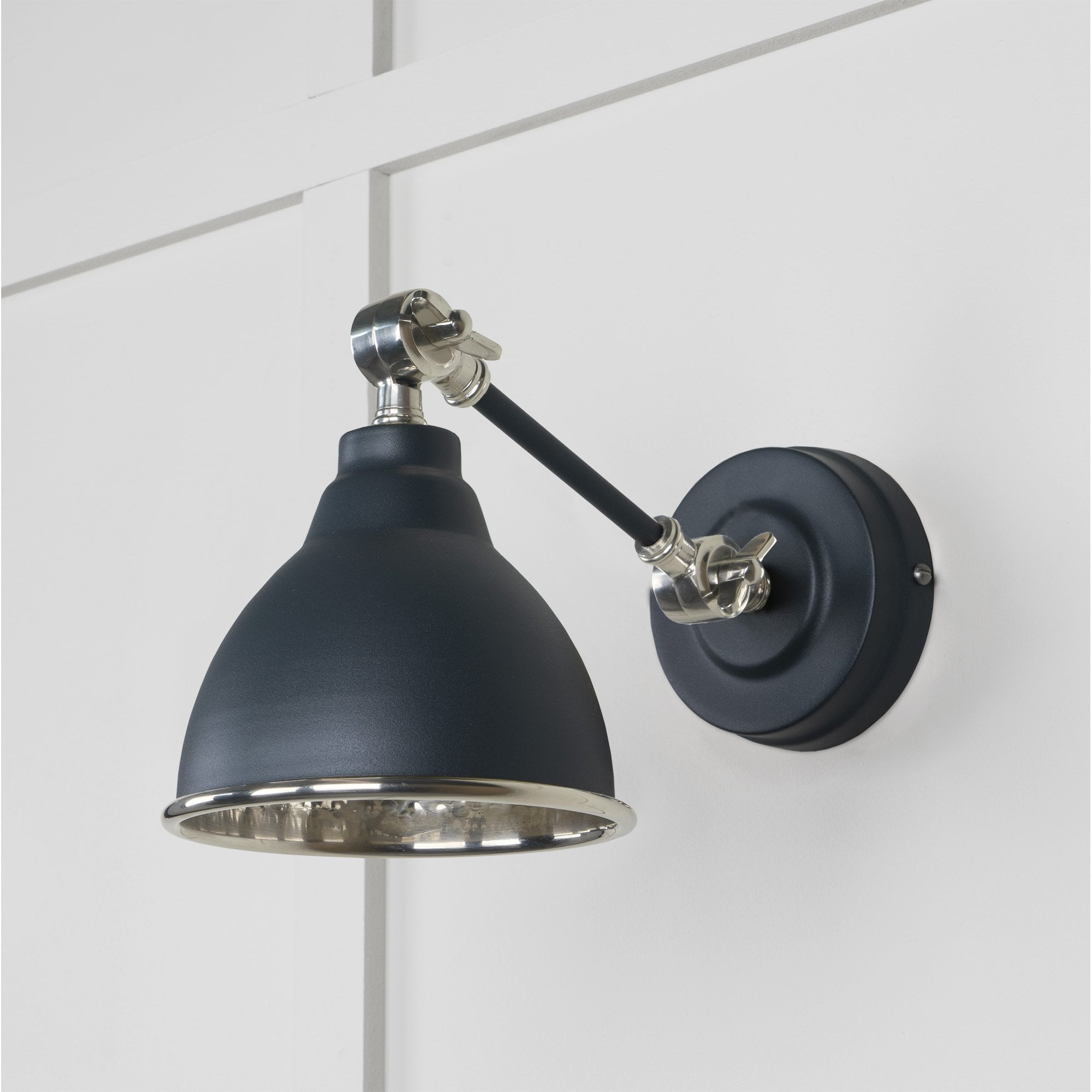 From The Anvil Hammered Nickel Brindley Wall Light - Soot (Dark Grey)