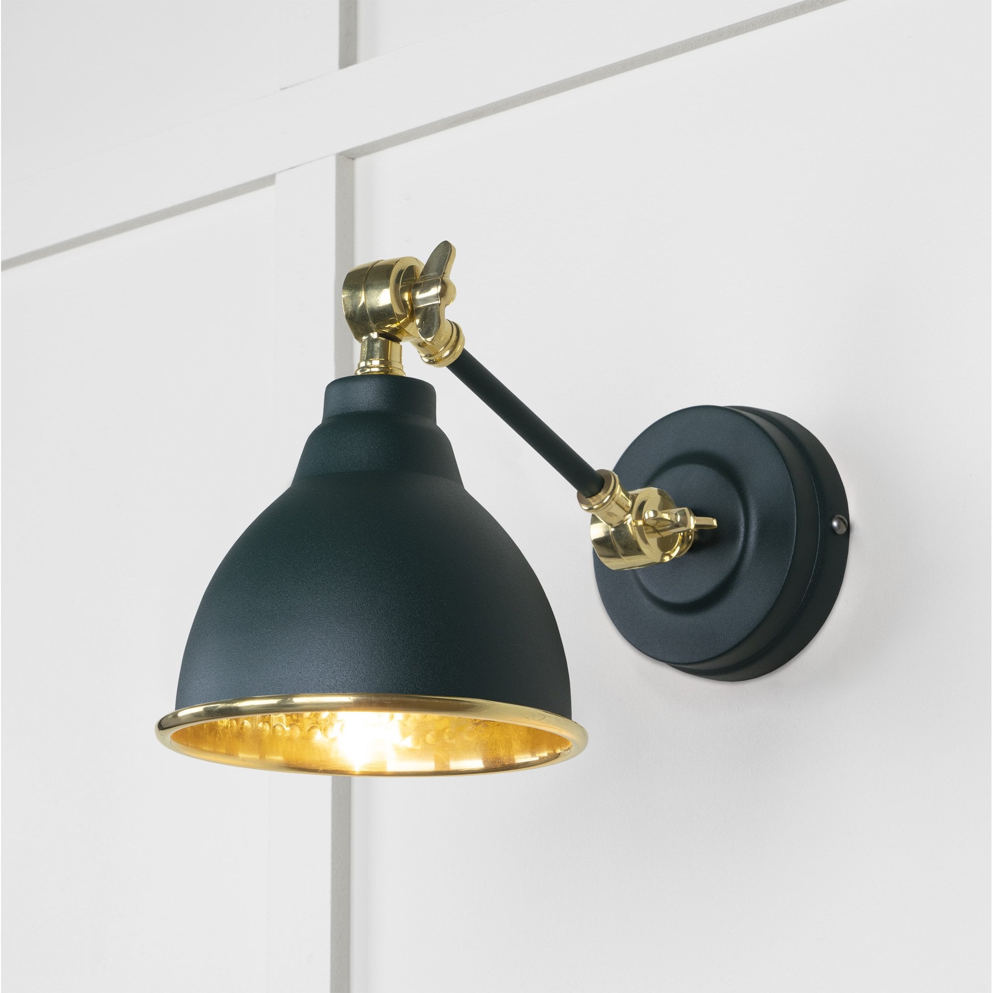 From The Anvil Hammered Brass Brindley Wall Light - Dingle (Rich Green)