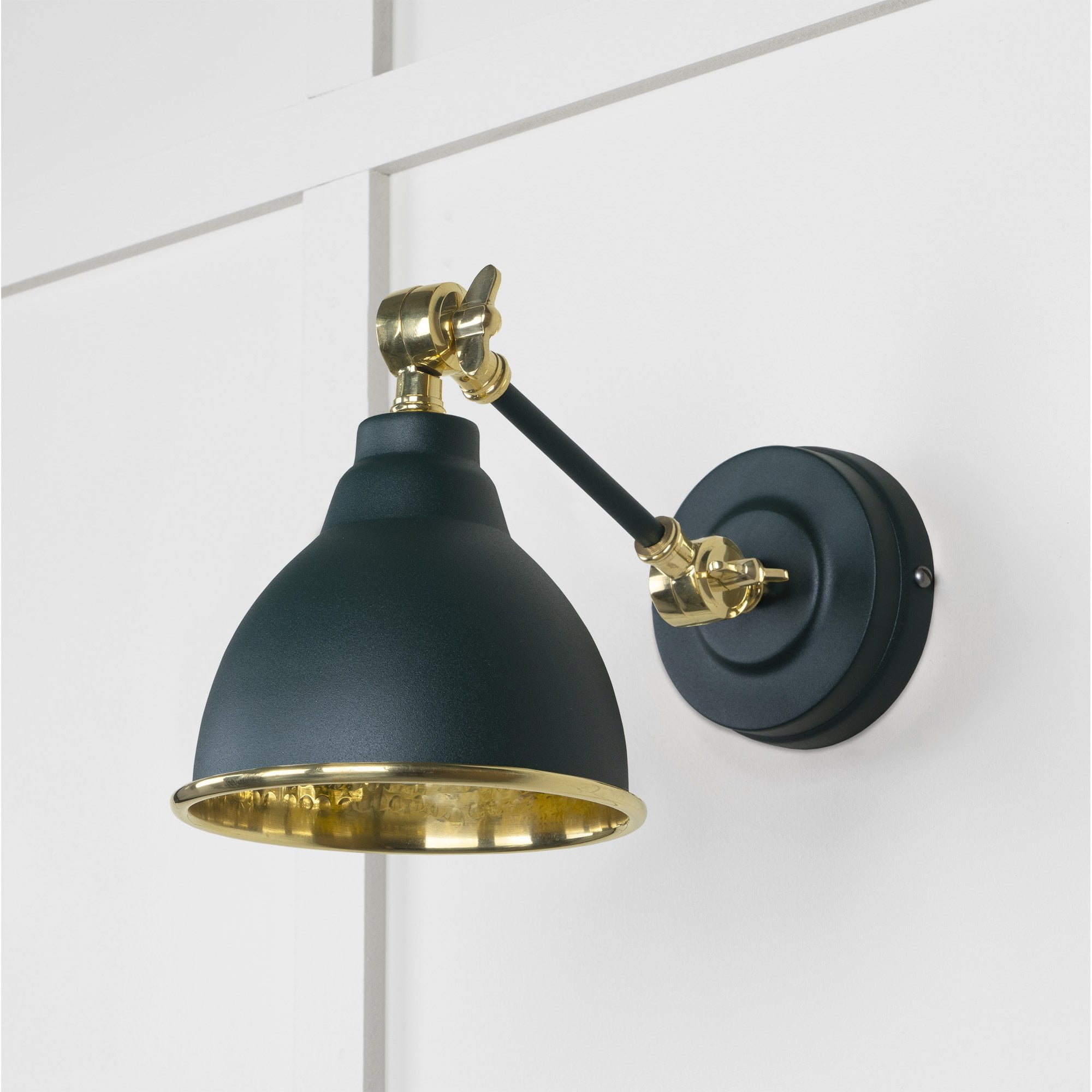 From The Anvil Hammered Brass Brindley Wall Light - Dingle (Rich Green)