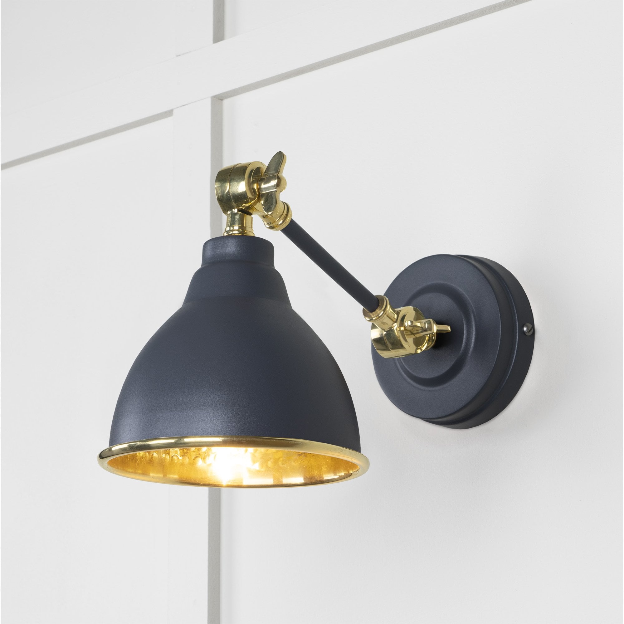 From The Anvil Hammered Brass Brindley Wall Light - Slate (Mid Grey)