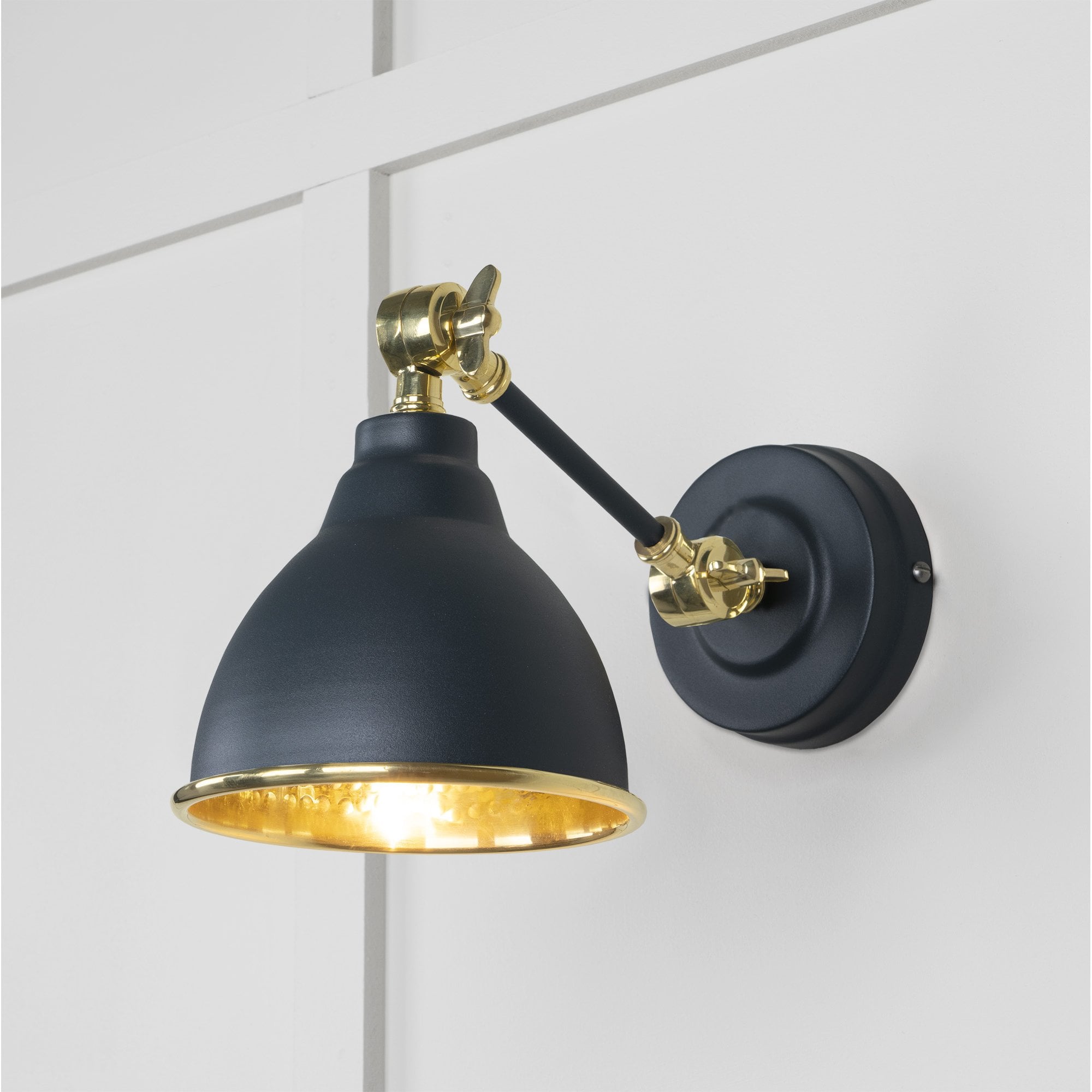 From The Anvil Hammered Brass Brindley Wall Light - Soot (Dark Grey)