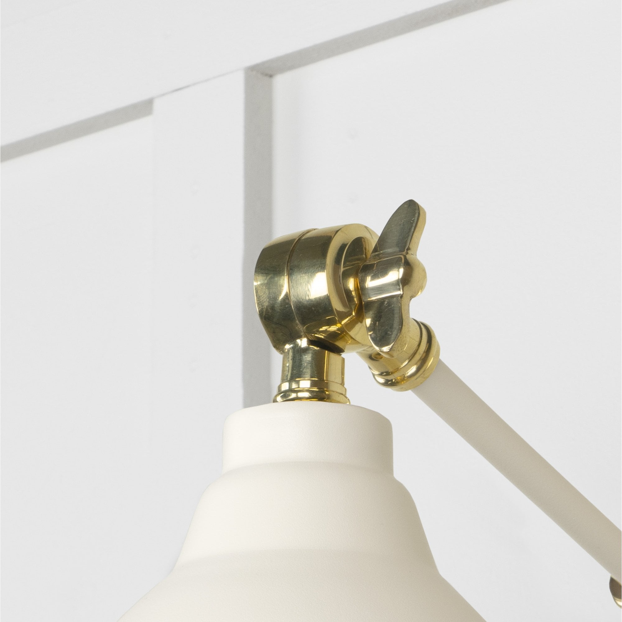 From The Anvil Hammered Brass Brindley Wall Light - Teasel (Off White/Cream)