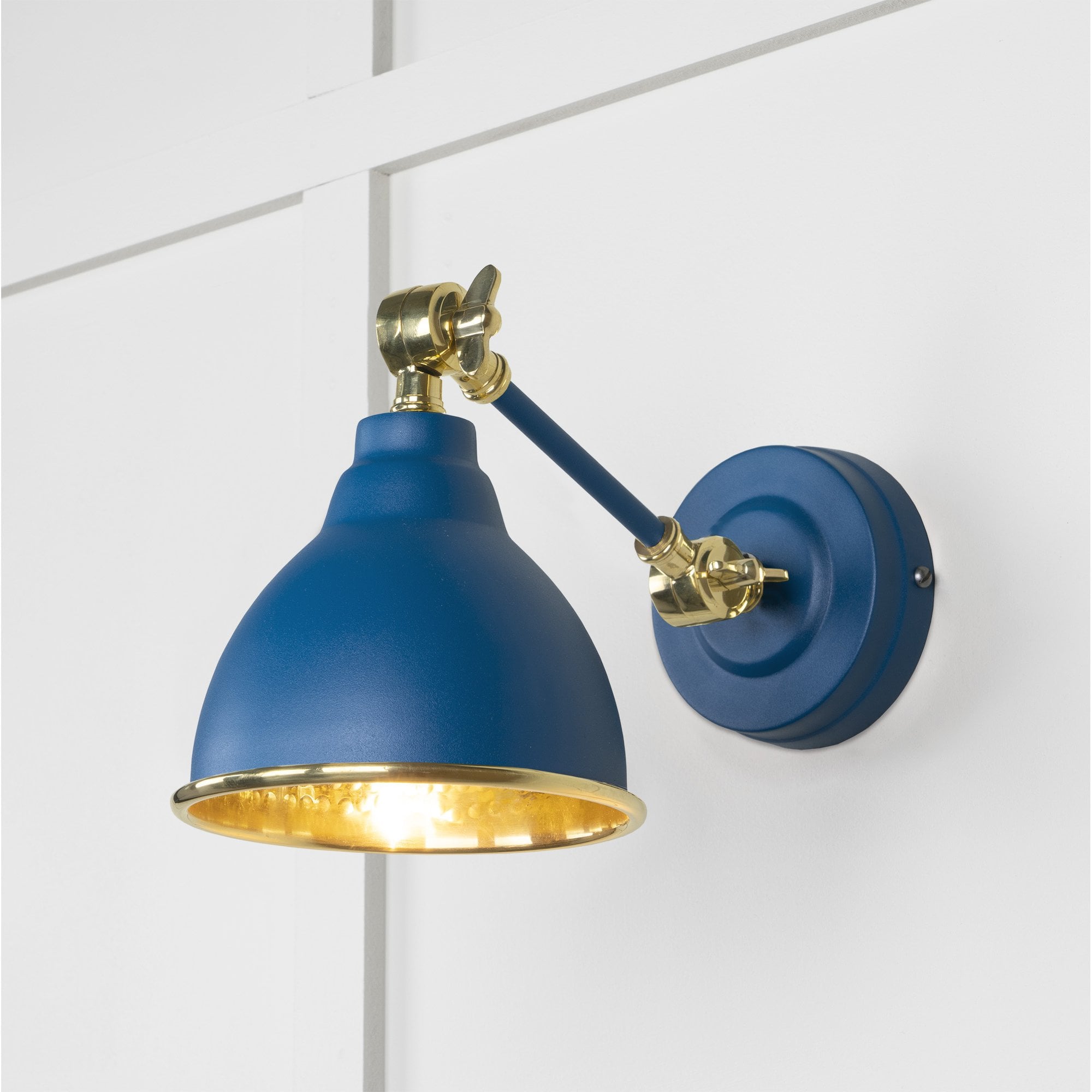 From The Anvil Hammered Brass Brindley Wall Light - Upstream (Blue)