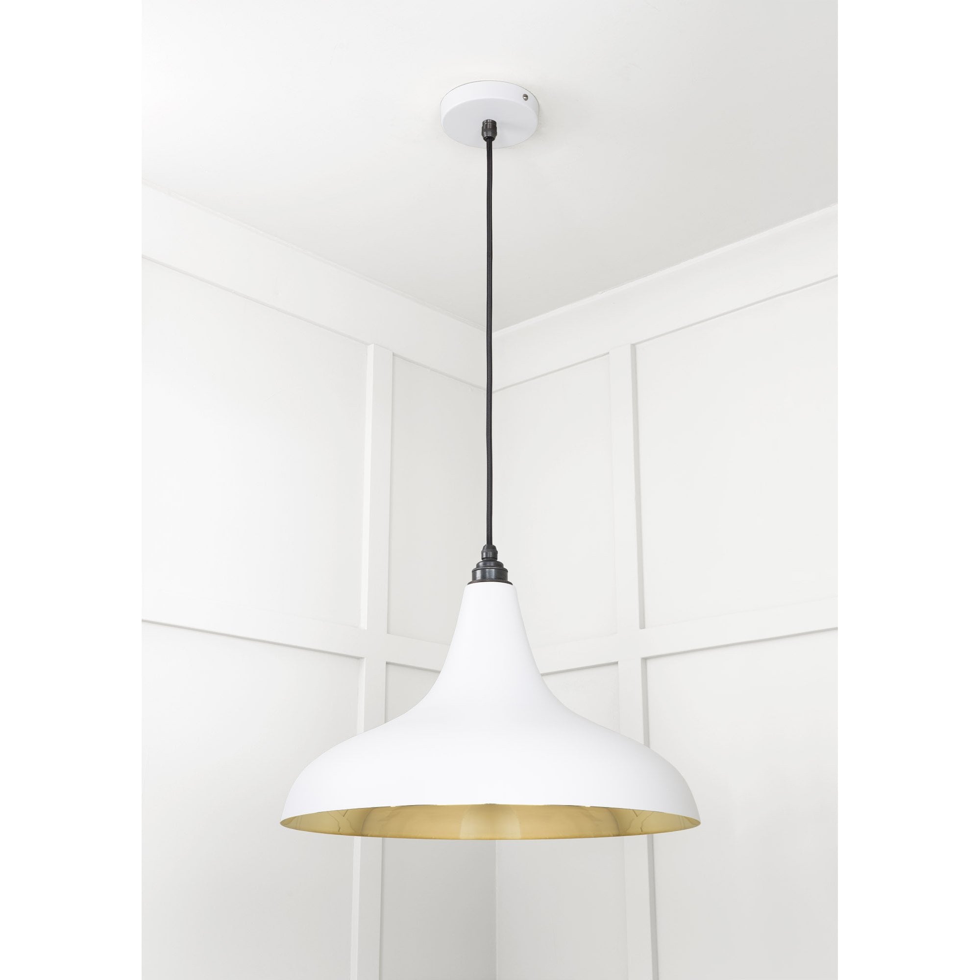 From The Anvil Smooth Brass Frankley Pendant - Flock (Matt White)