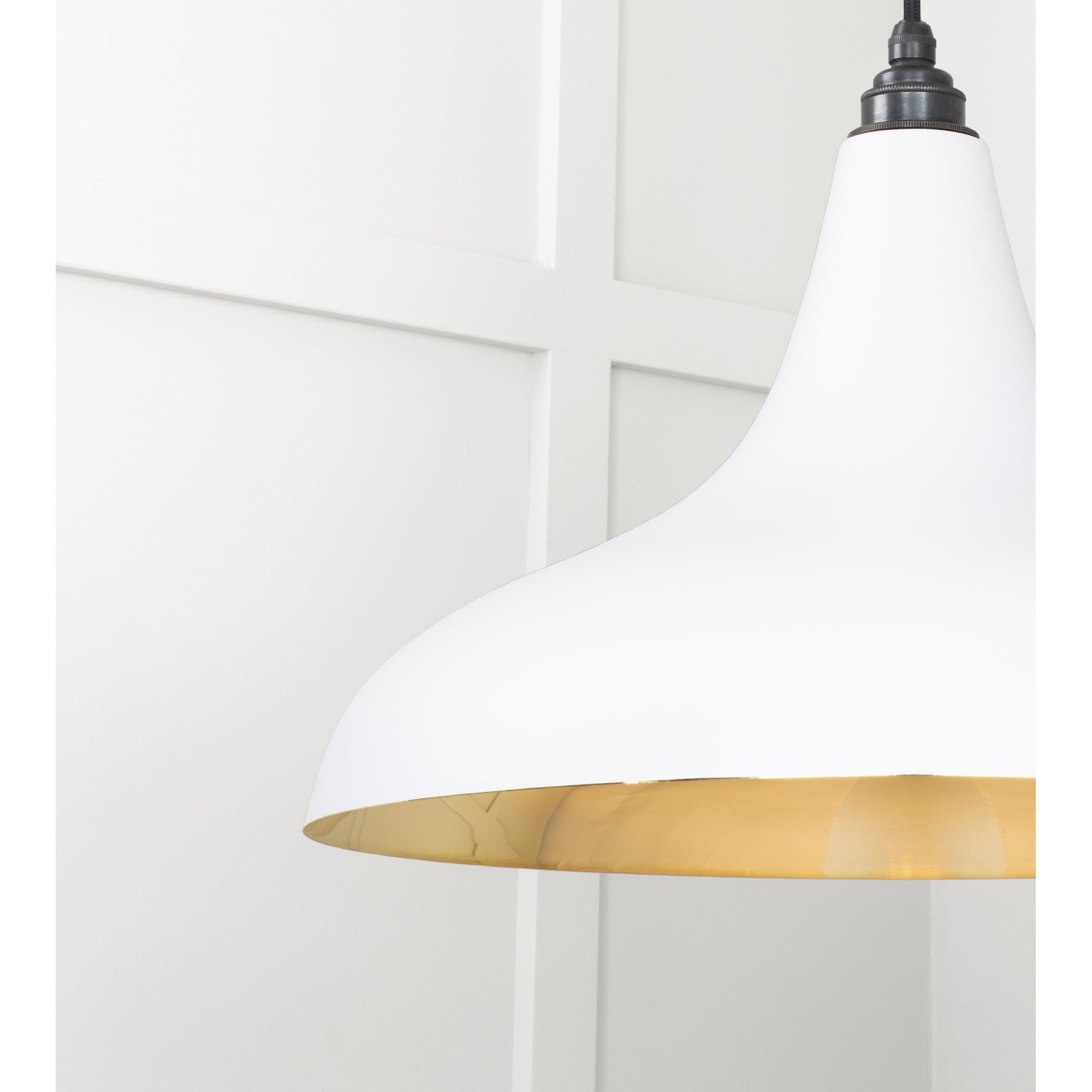 From The Anvil Smooth Brass Frankley Pendant - Flock (Matt White)