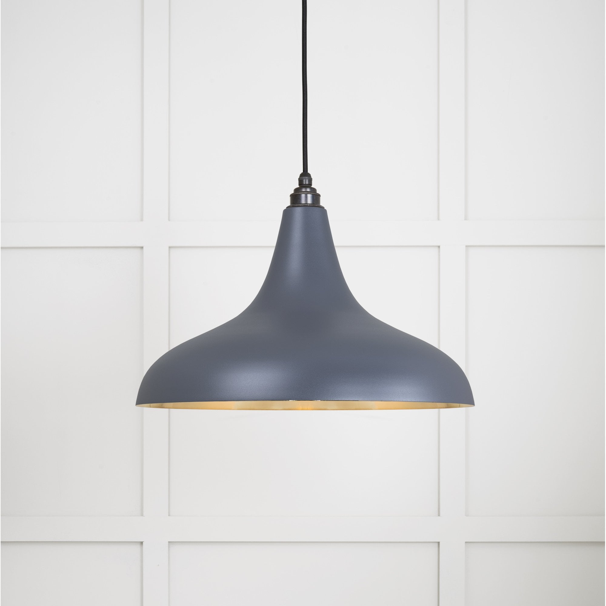 From The Anvil Smooth Brass Frankley Pendant - Slate (Mid Grey)