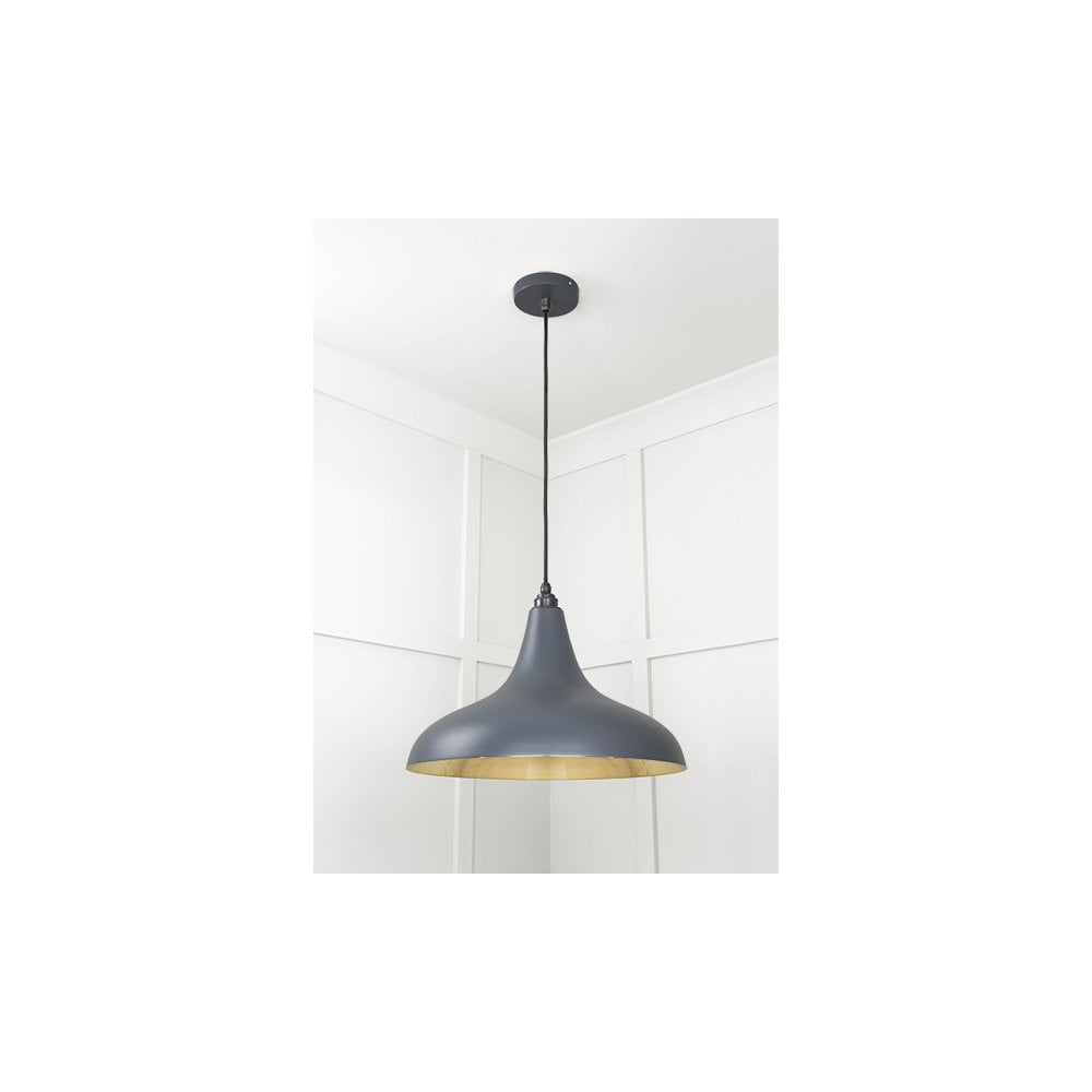 From The Anvil Smooth Brass Frankley Pendant - Slate (Mid Grey)