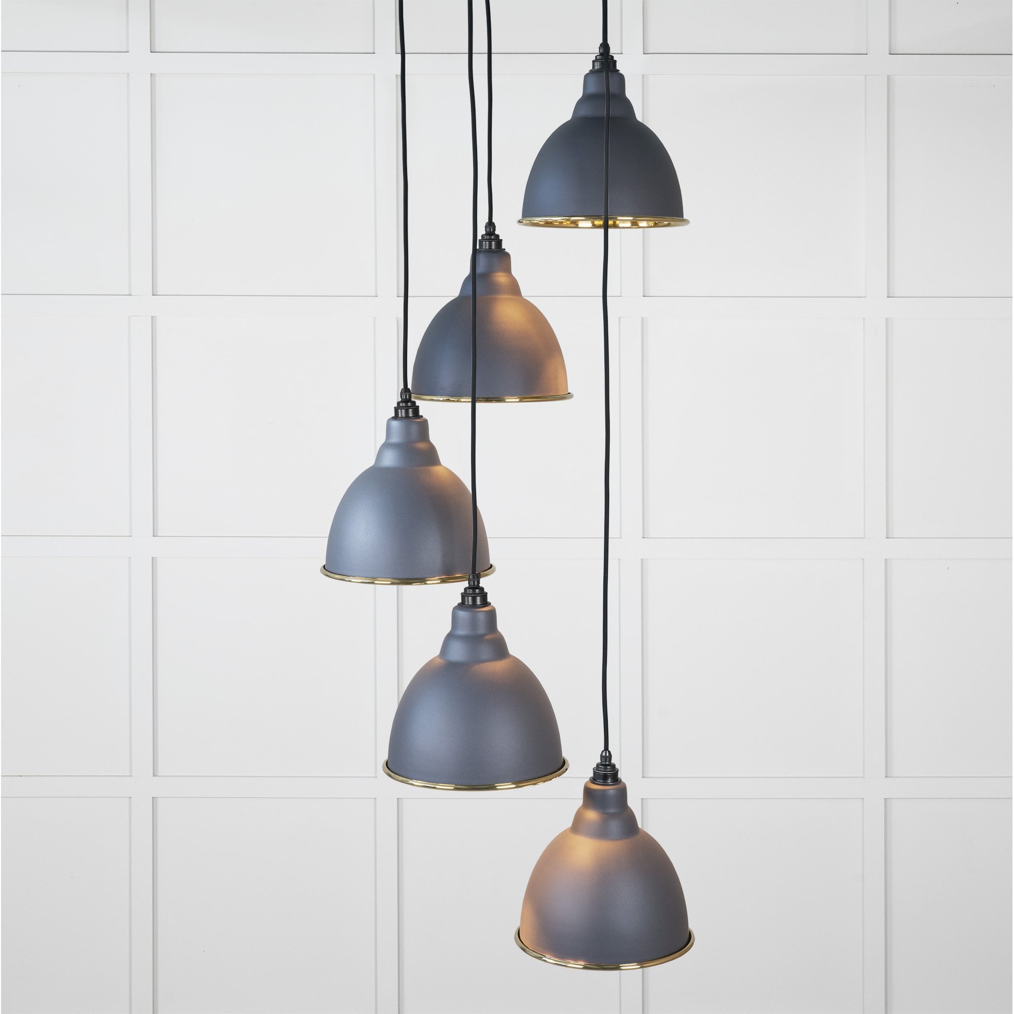 From The Anvil Smooth Brass Brindley Cluster Pendant - Slate (Mid Grey)