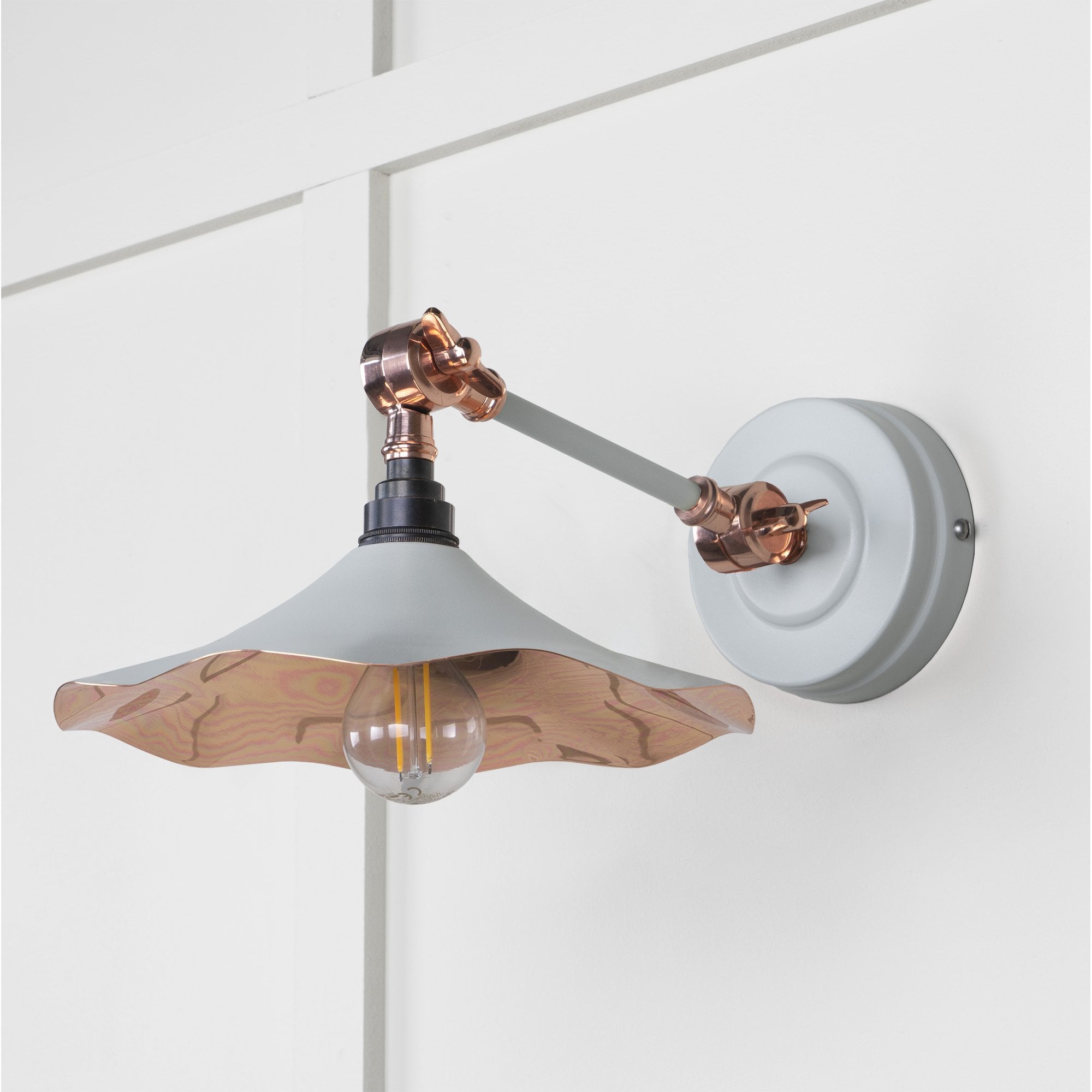 From The Anvil Smooth Copper Flora Wall Light - Birch (Pale Grey)