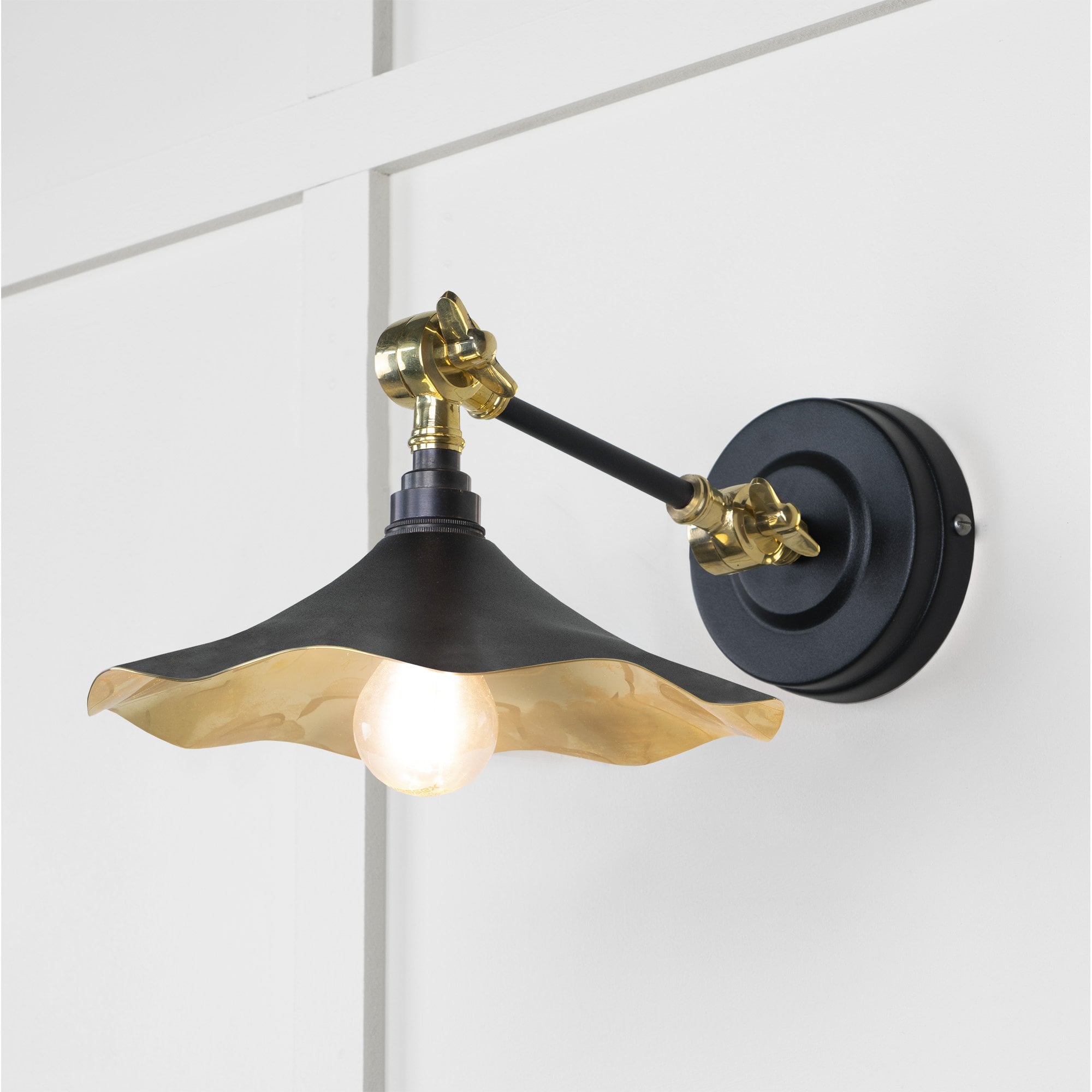 From The Anvil Smooth Brass Flora Wall Light - Elan Black