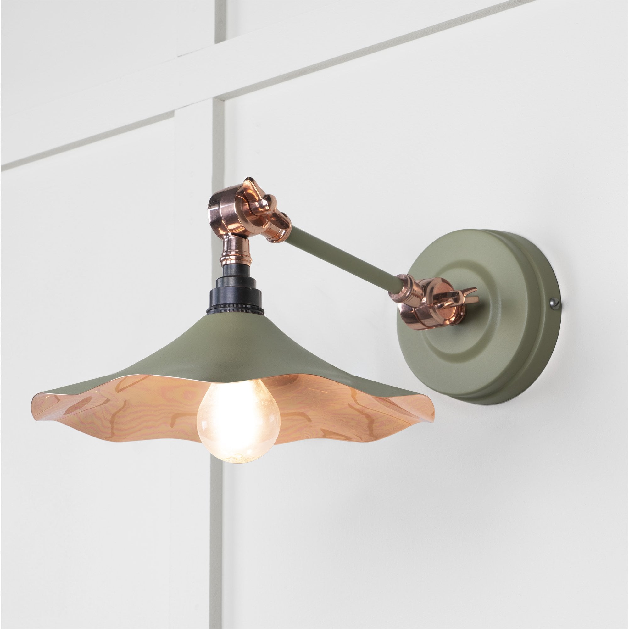 From The Anvil Smooth Copper Flora Wall Light - Tump (Pale Green)