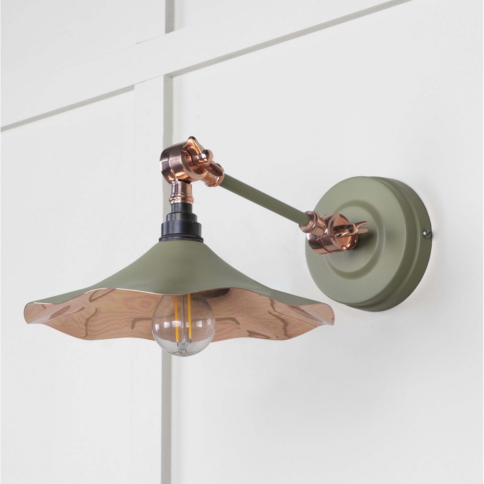 From The Anvil Smooth Copper Flora Wall Light - Tump (Pale Green)