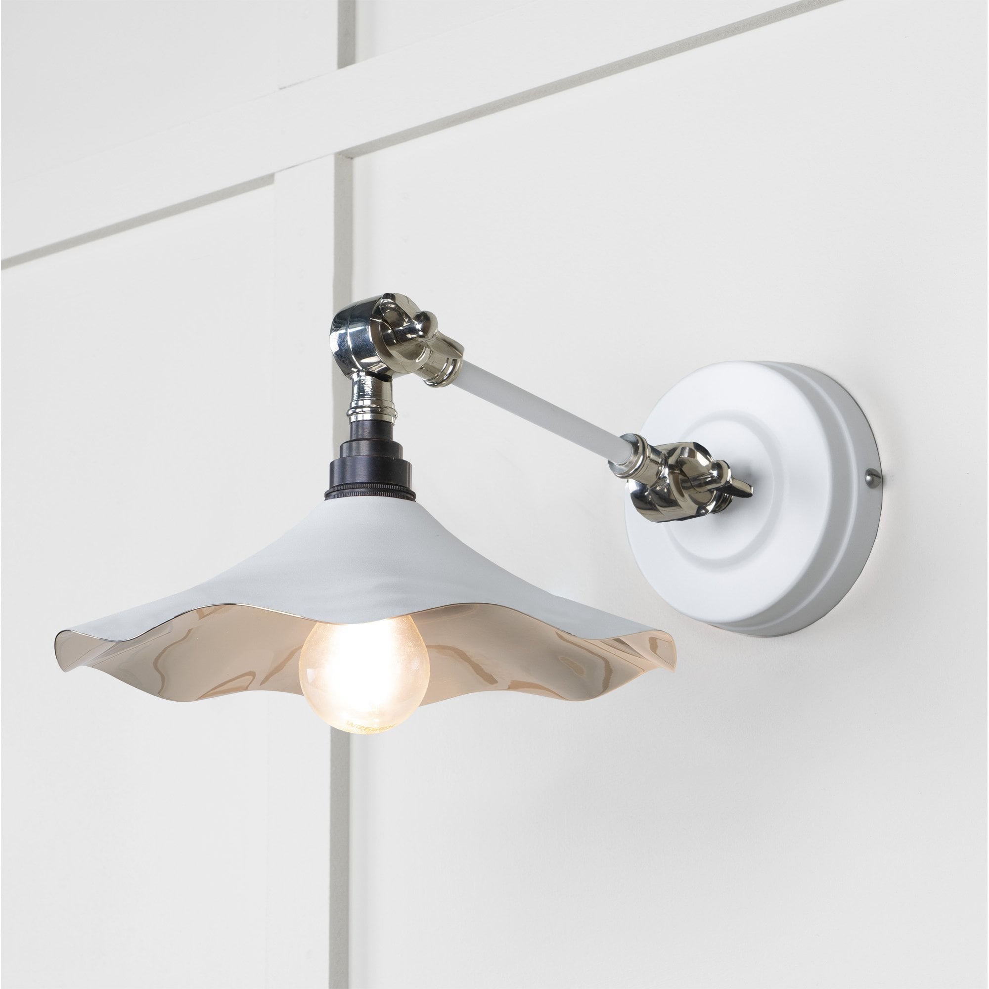 From The Anvil Smooth Nickel Flora Wall Light - Flock (Matt White)