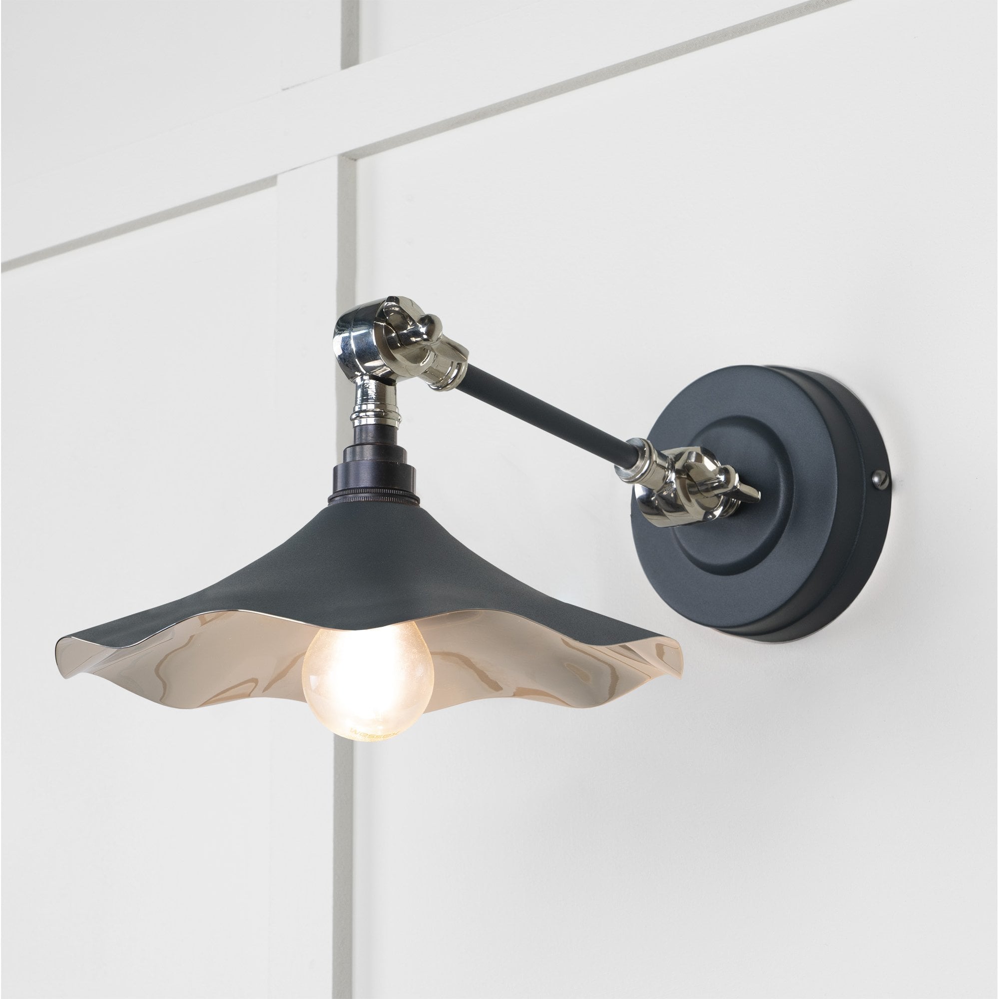 From The Anvil Smooth Nickel Flora Wall Light - Soot (Dark Grey)