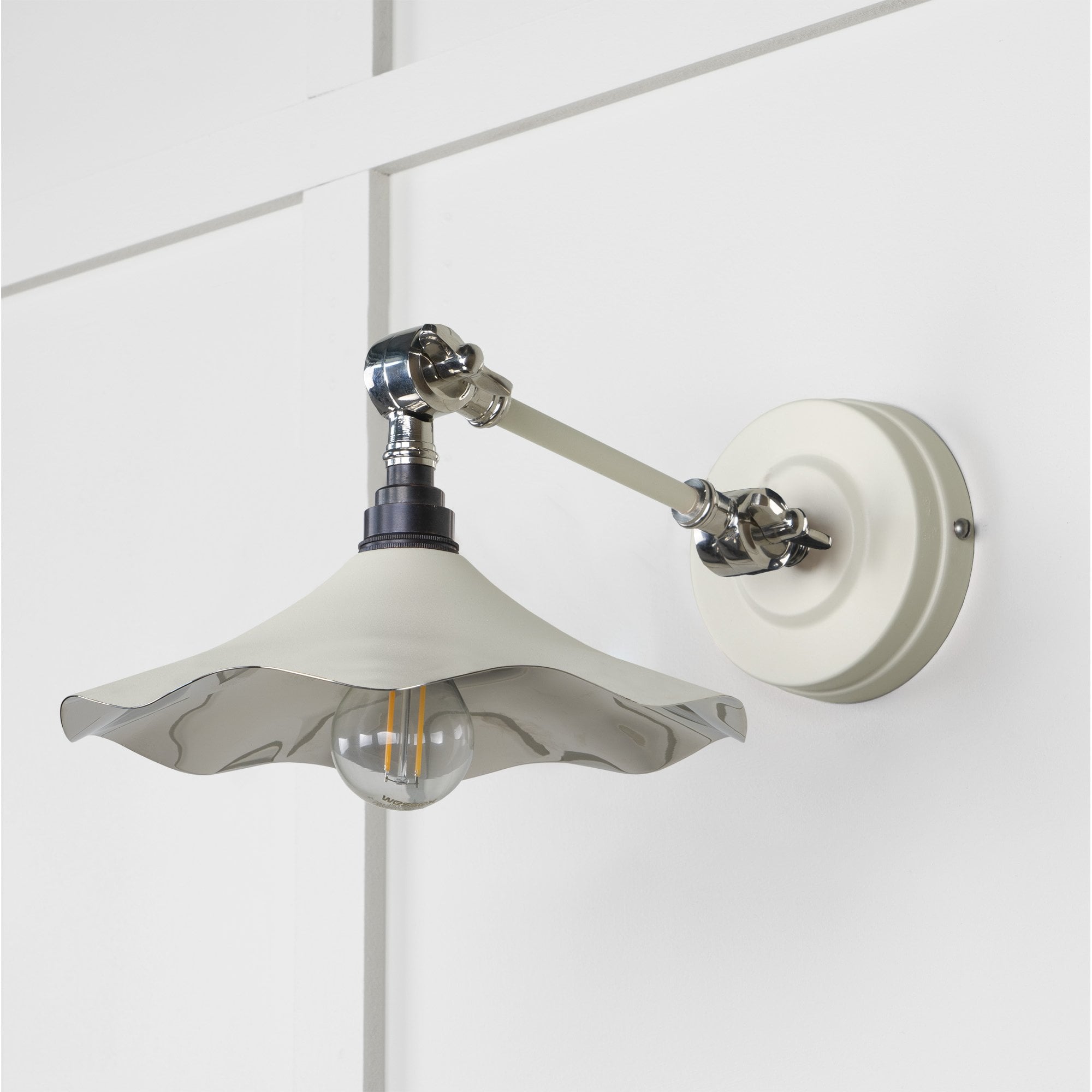 From The Anvil Smooth Nickel Flora Wall Light - Teasel (Off White/Cream)