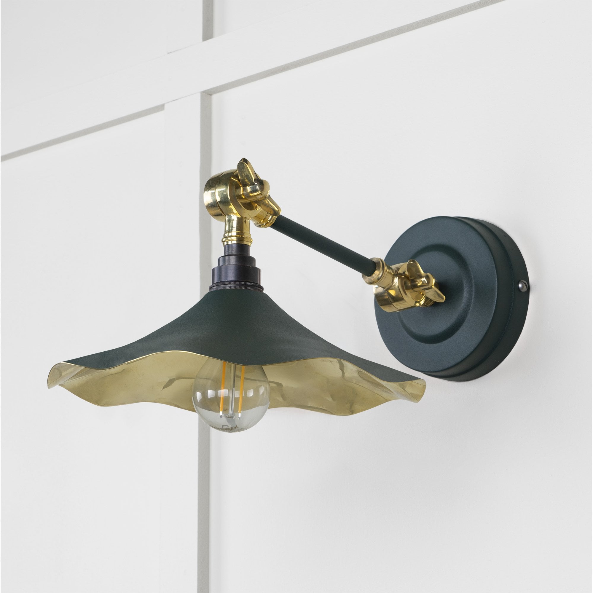 From The Anvil Smooth Brass Flora Wall Light - Dingle (Rich Green)