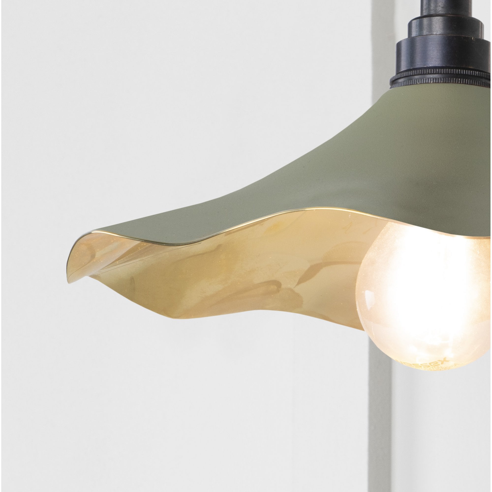 From The Anvil Smooth Brass Flora Wall Light - Tump (Pale Green)