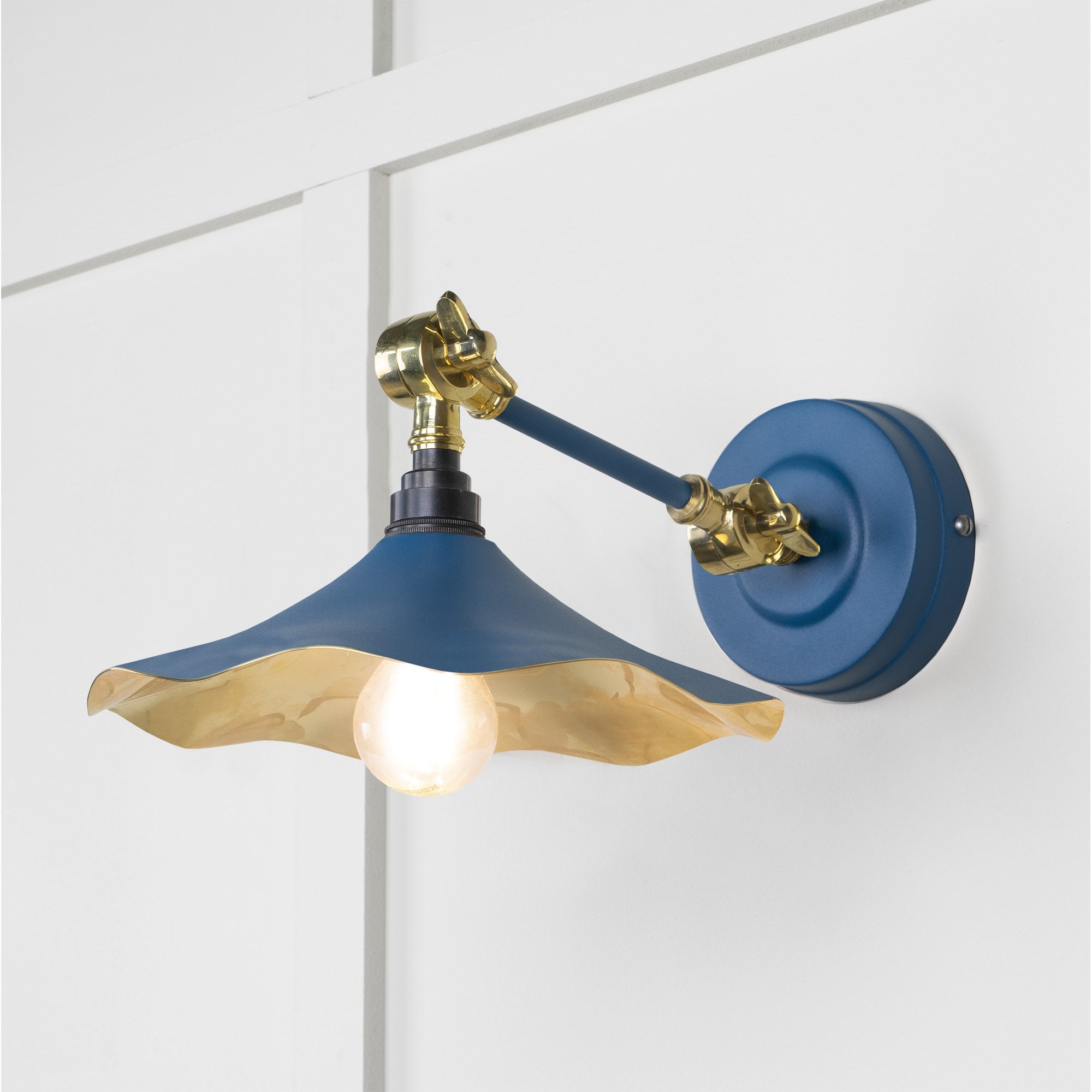 From The Anvil Smooth Brass Flora Wall Light - Upstream (Blue)