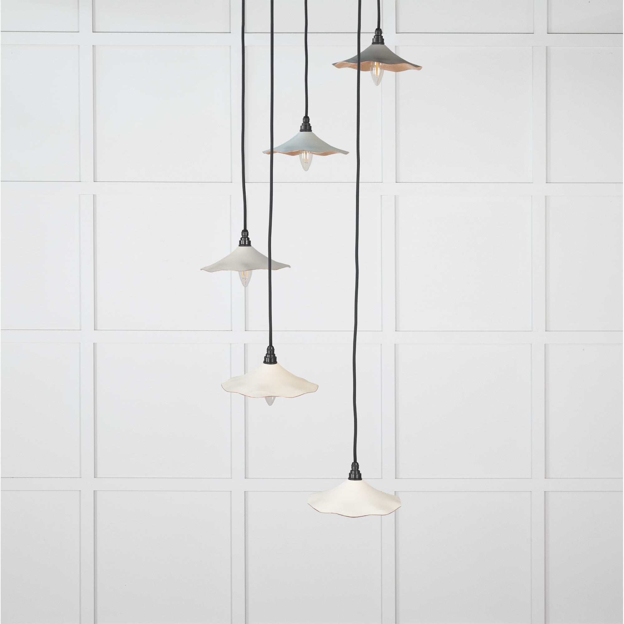 From The Anvil Smooth Copper Flora Cluster Pendant - Teasel (Off White/Cream)