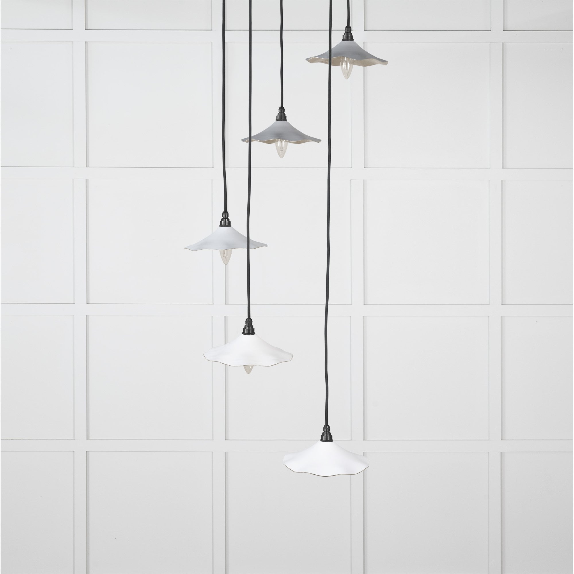 From The Anvil Smooth Nickel Flora Cluster Pendant - Flock (Matt White)