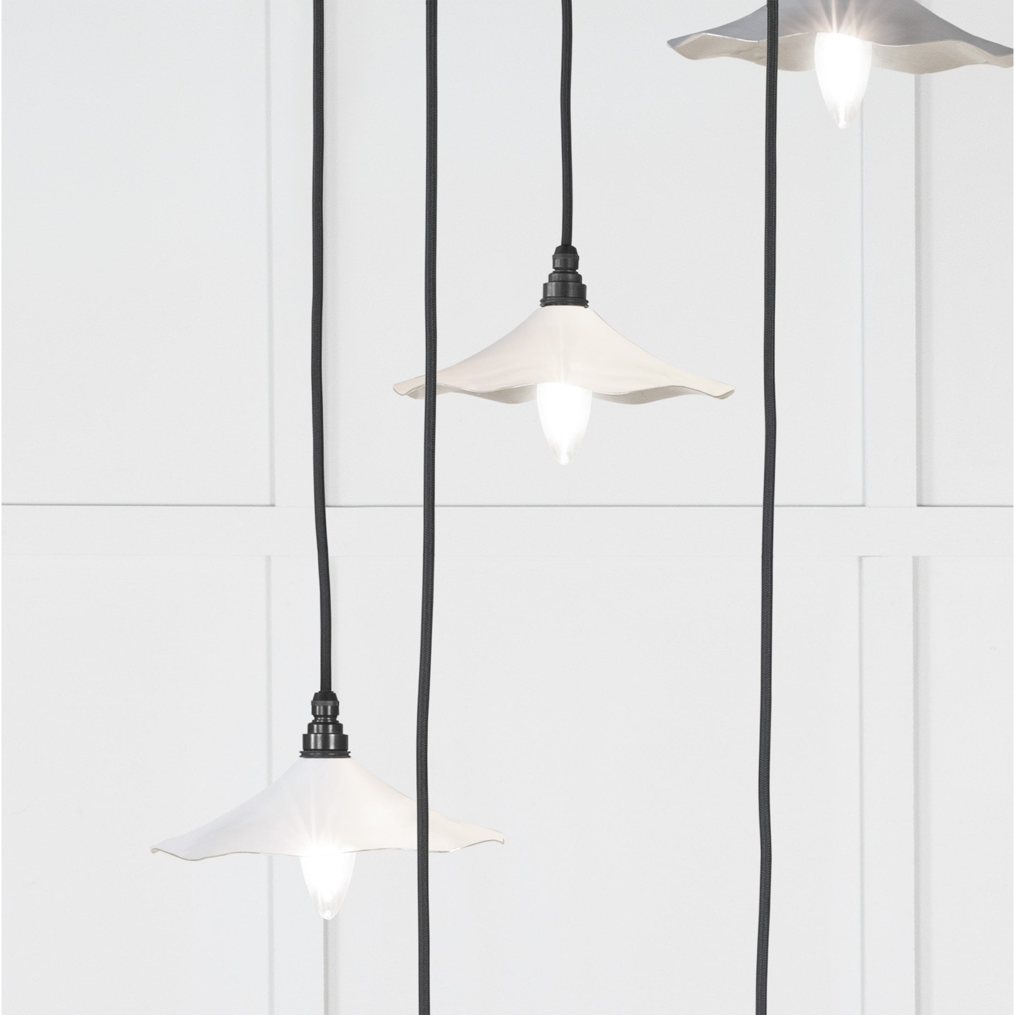 From The Anvil Smooth Nickel Flora Cluster Pendant - Flock (Matt White)