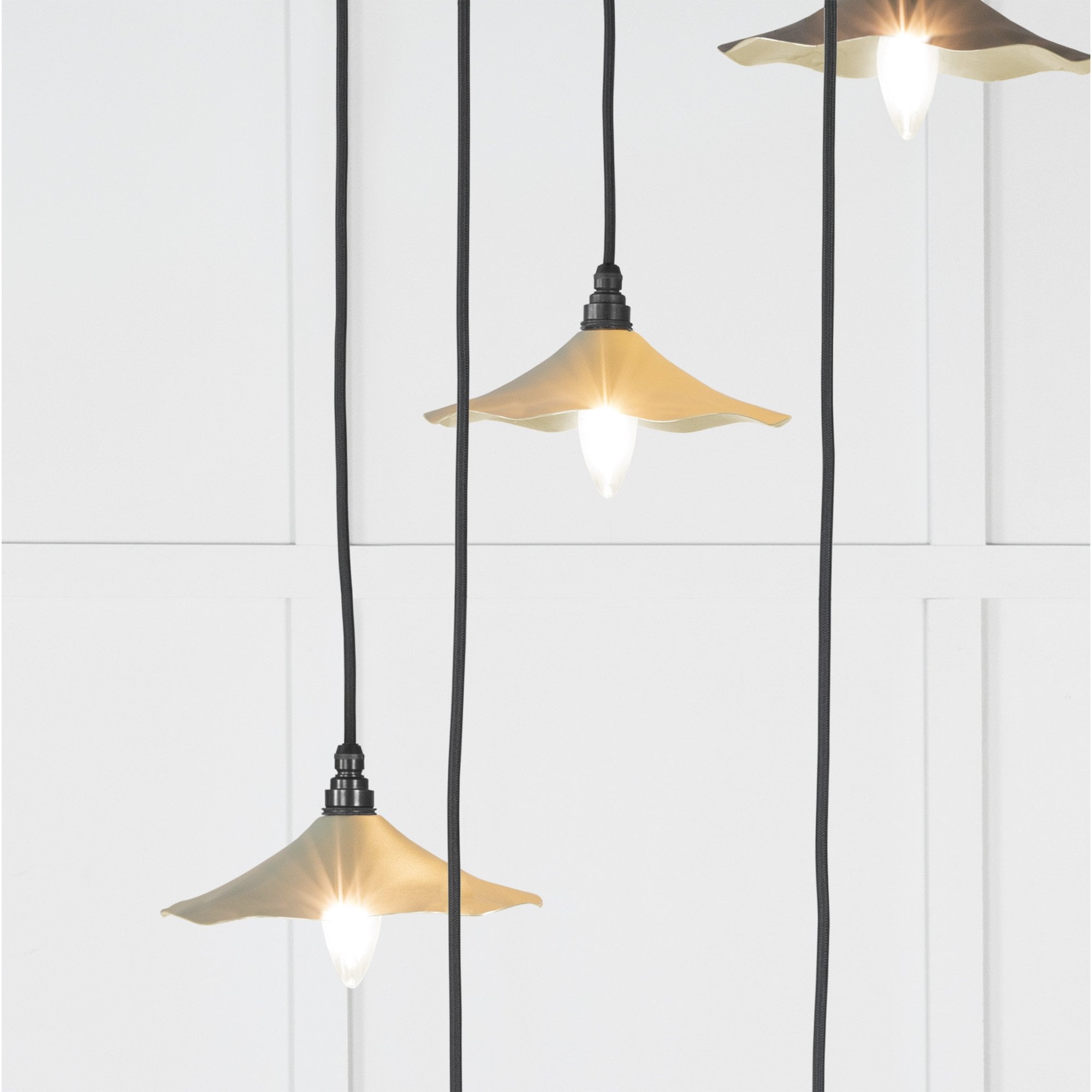 From The Anvil Smooth Brass Flora Cluster Pendant - Tump (Pale Green)