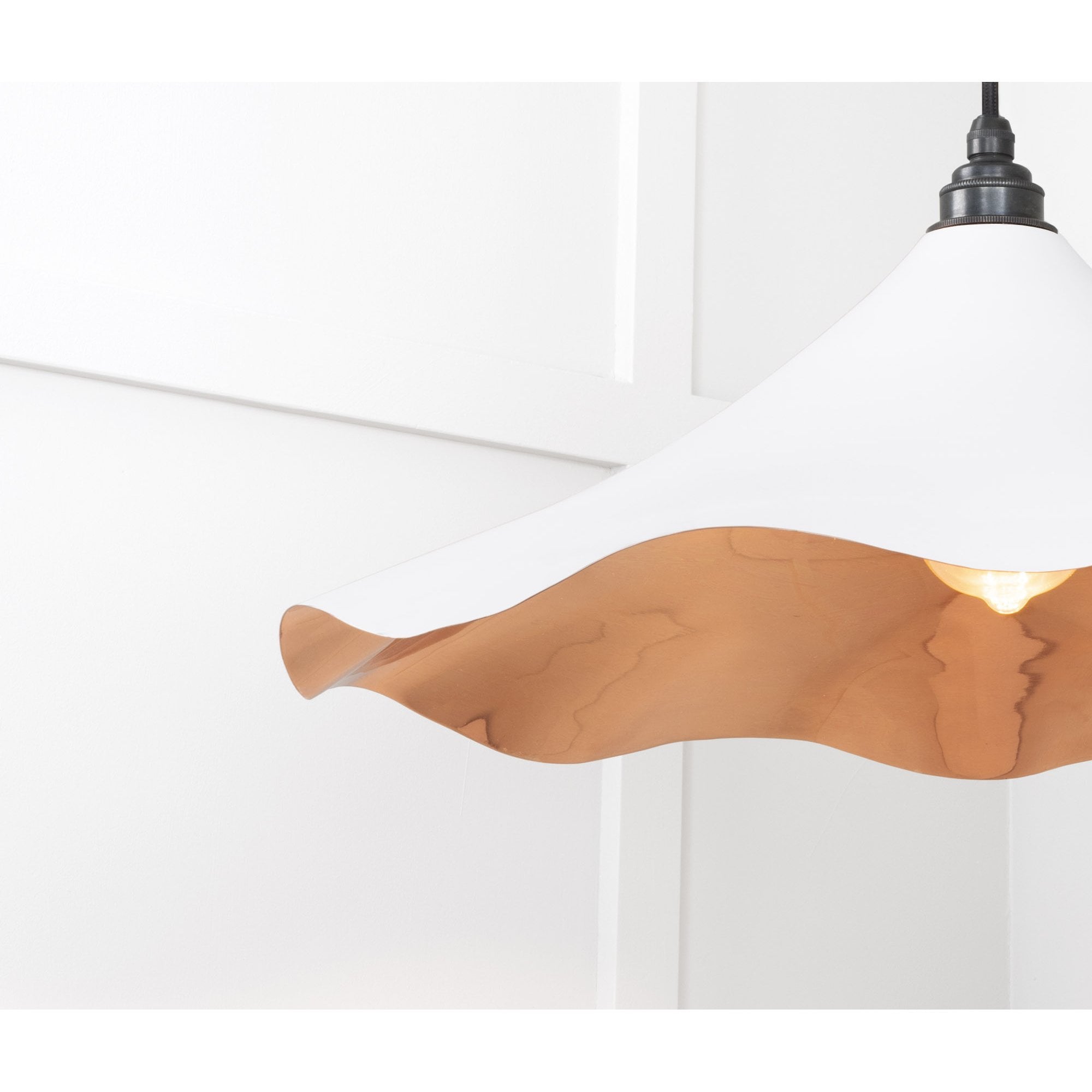 From The Anvil Smooth Copper Flora Pendant - Flock (Matt White)