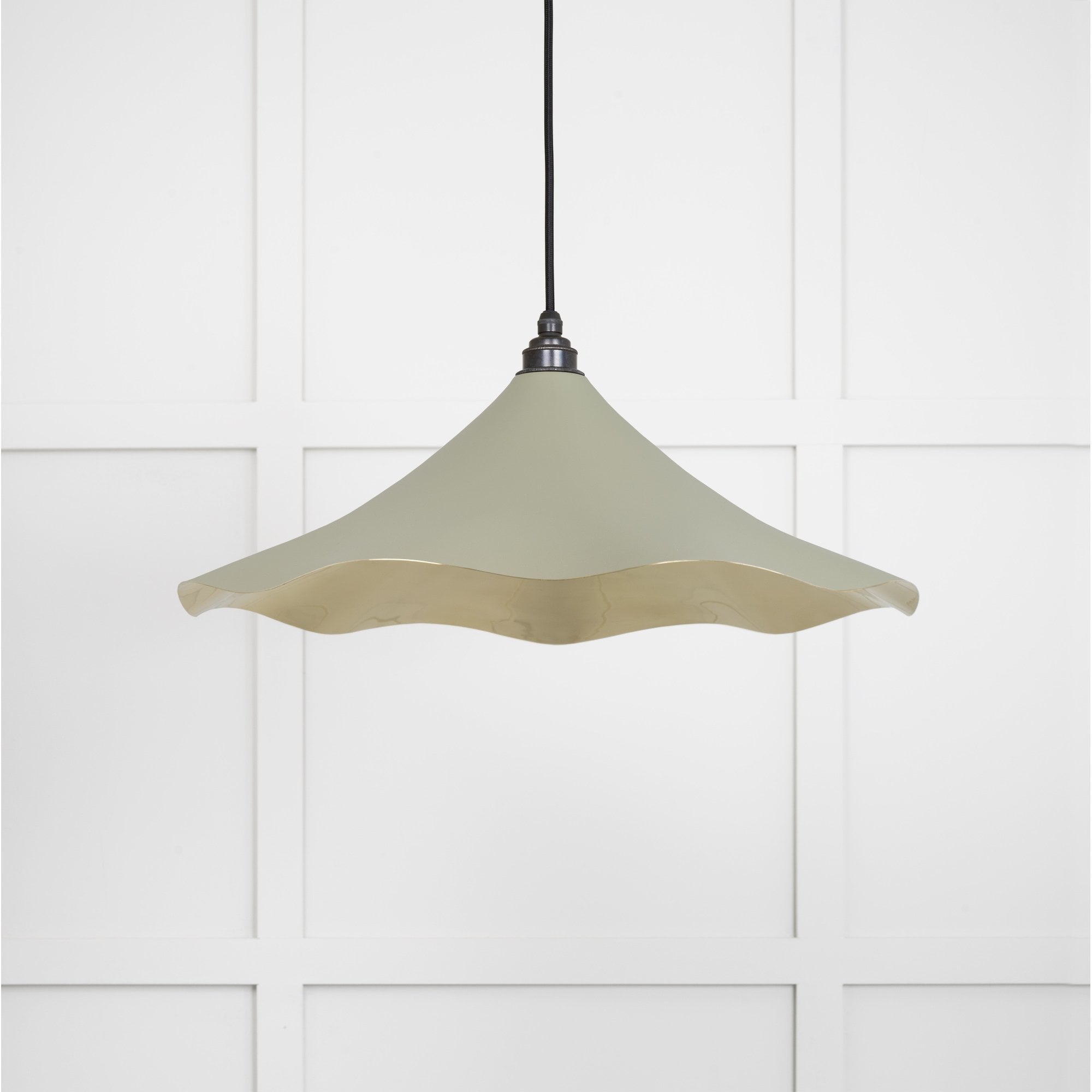 From The Anvil Smooth Brass Flora Pendant - Tump (Pale Green)