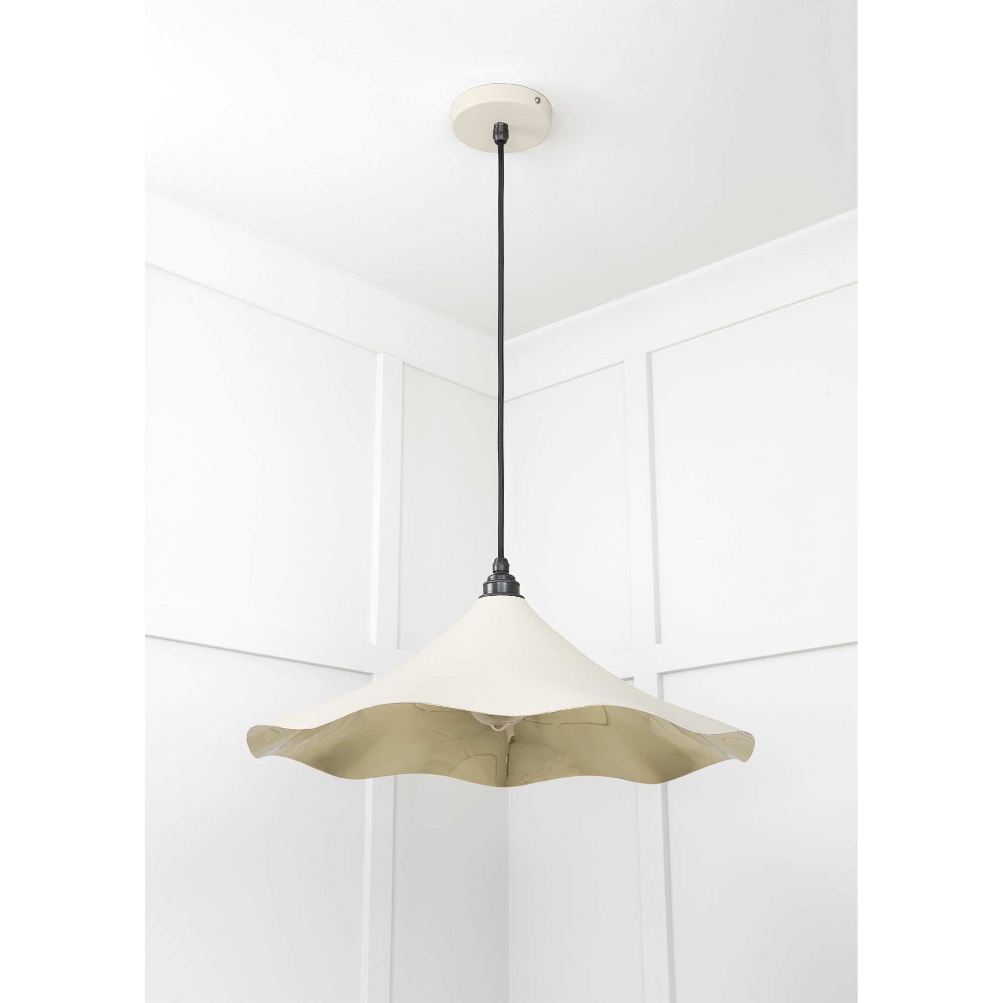 From The Anvil Smooth Brass Flora Pendant - Teasel (Off White/Cream)