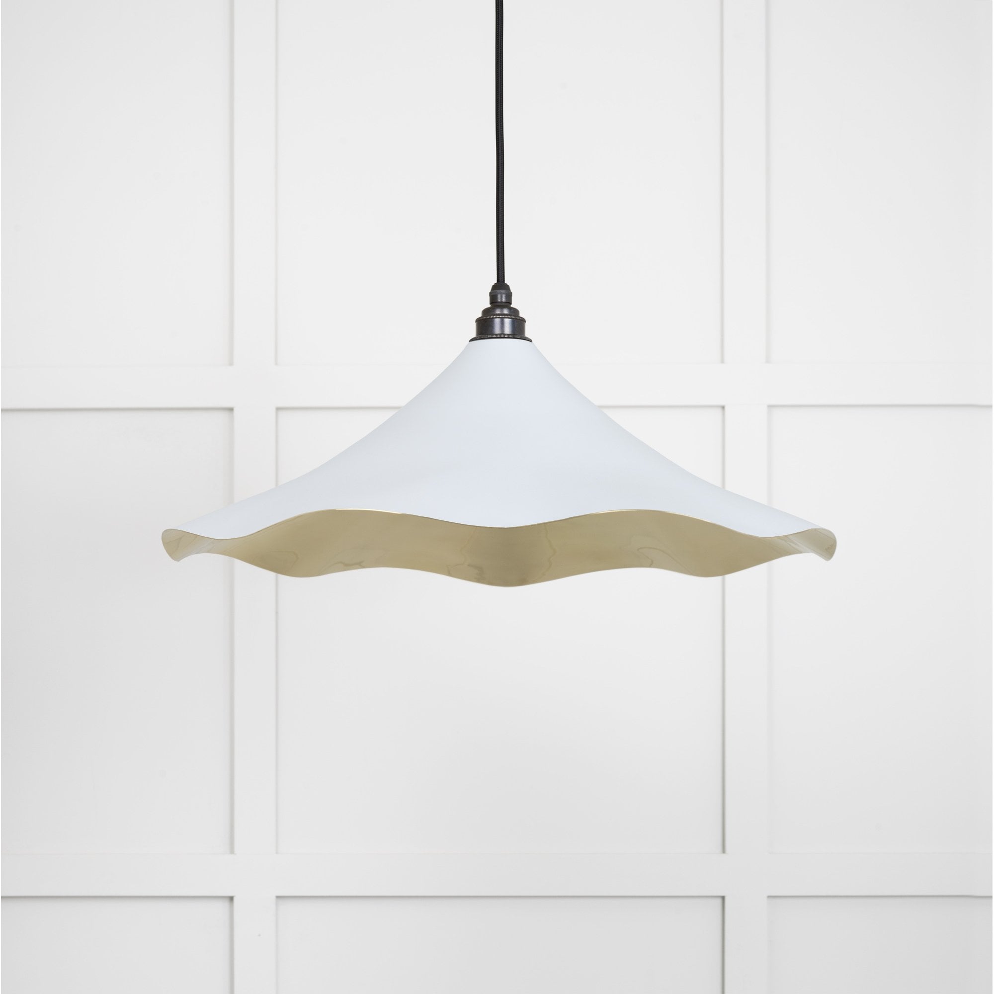 From The Anvil Smooth Brass Flora Pendant - Birch (Pale Grey)