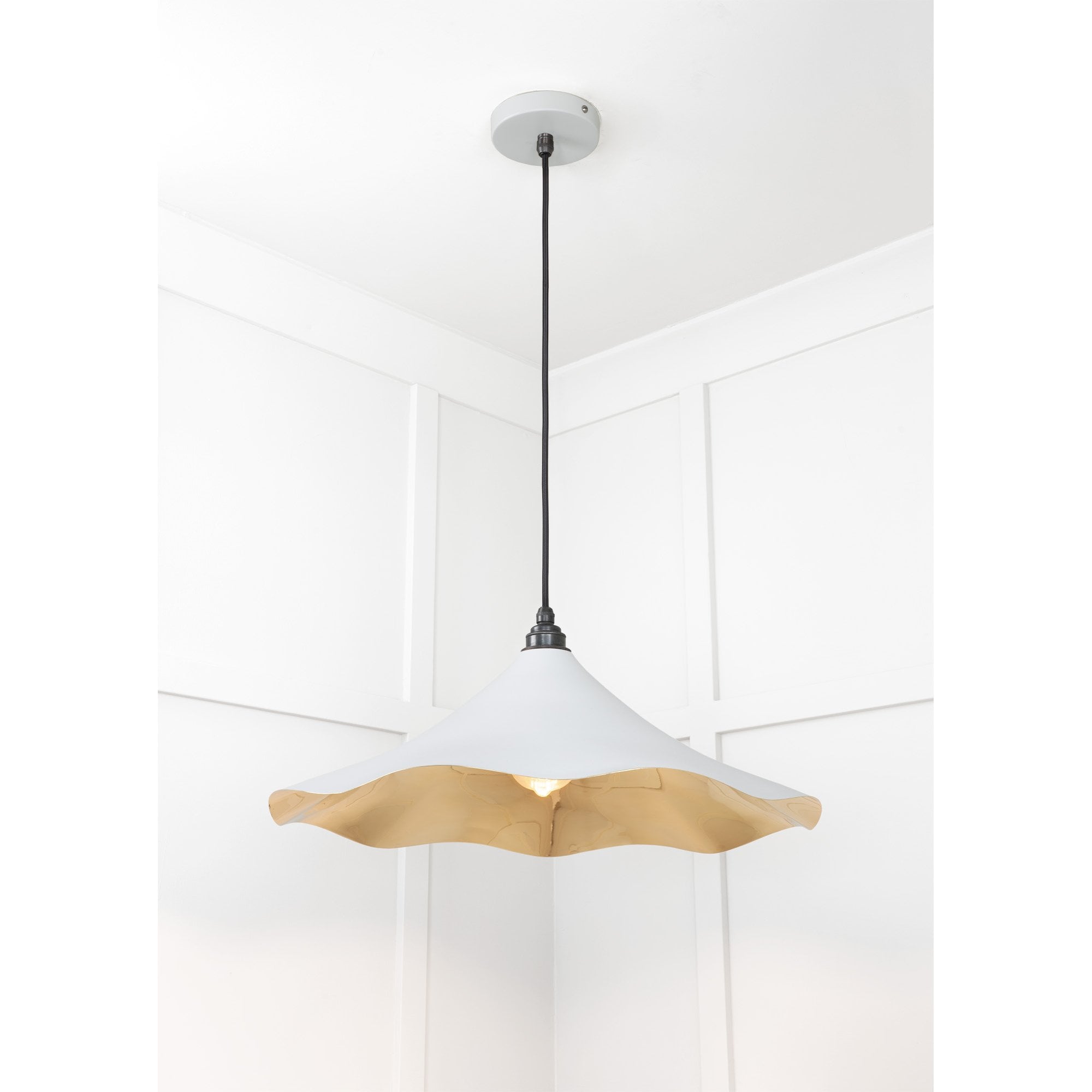 From The Anvil Smooth Brass Flora Pendant - Birch (Pale Grey)