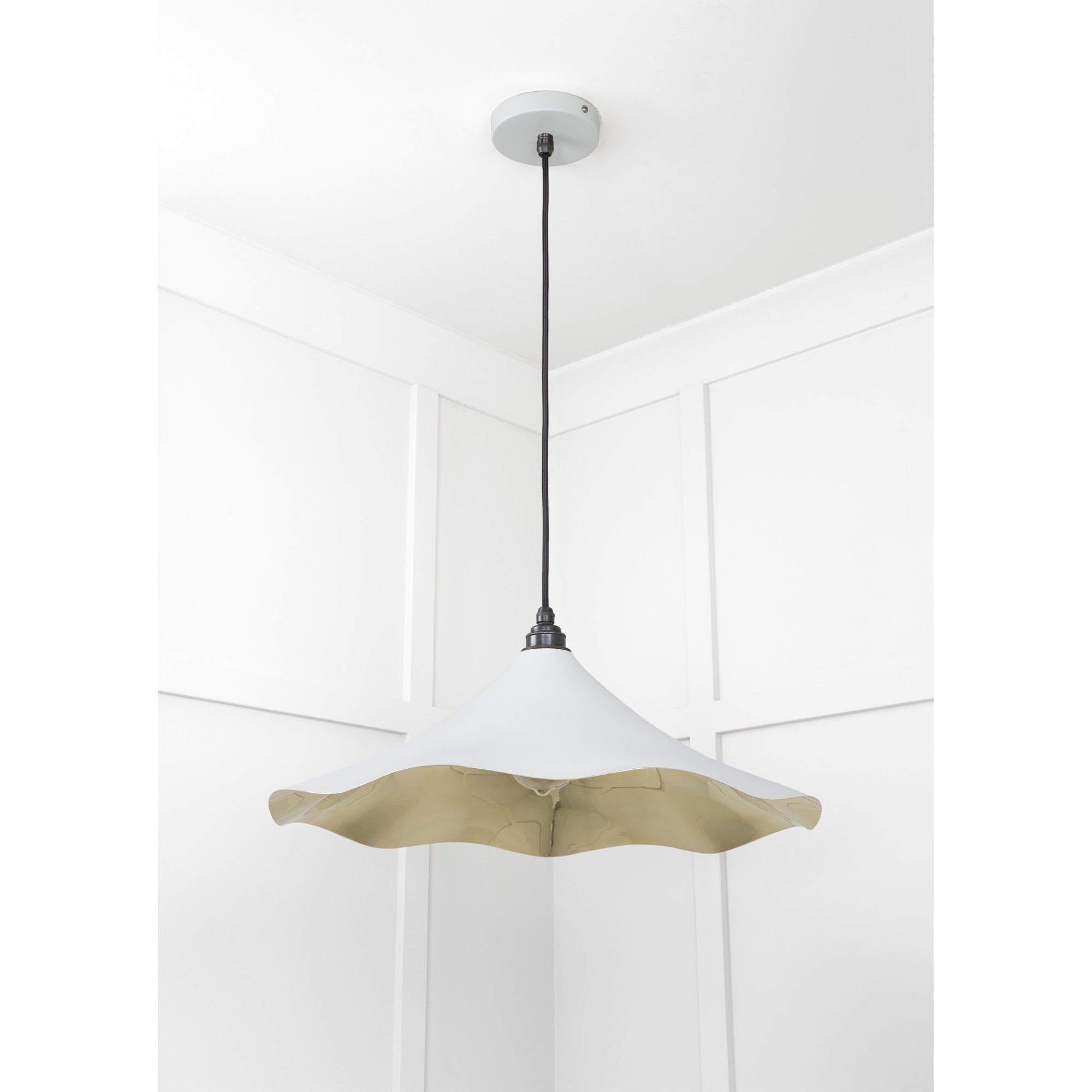 From The Anvil Smooth Brass Flora Pendant - Birch (Pale Grey)