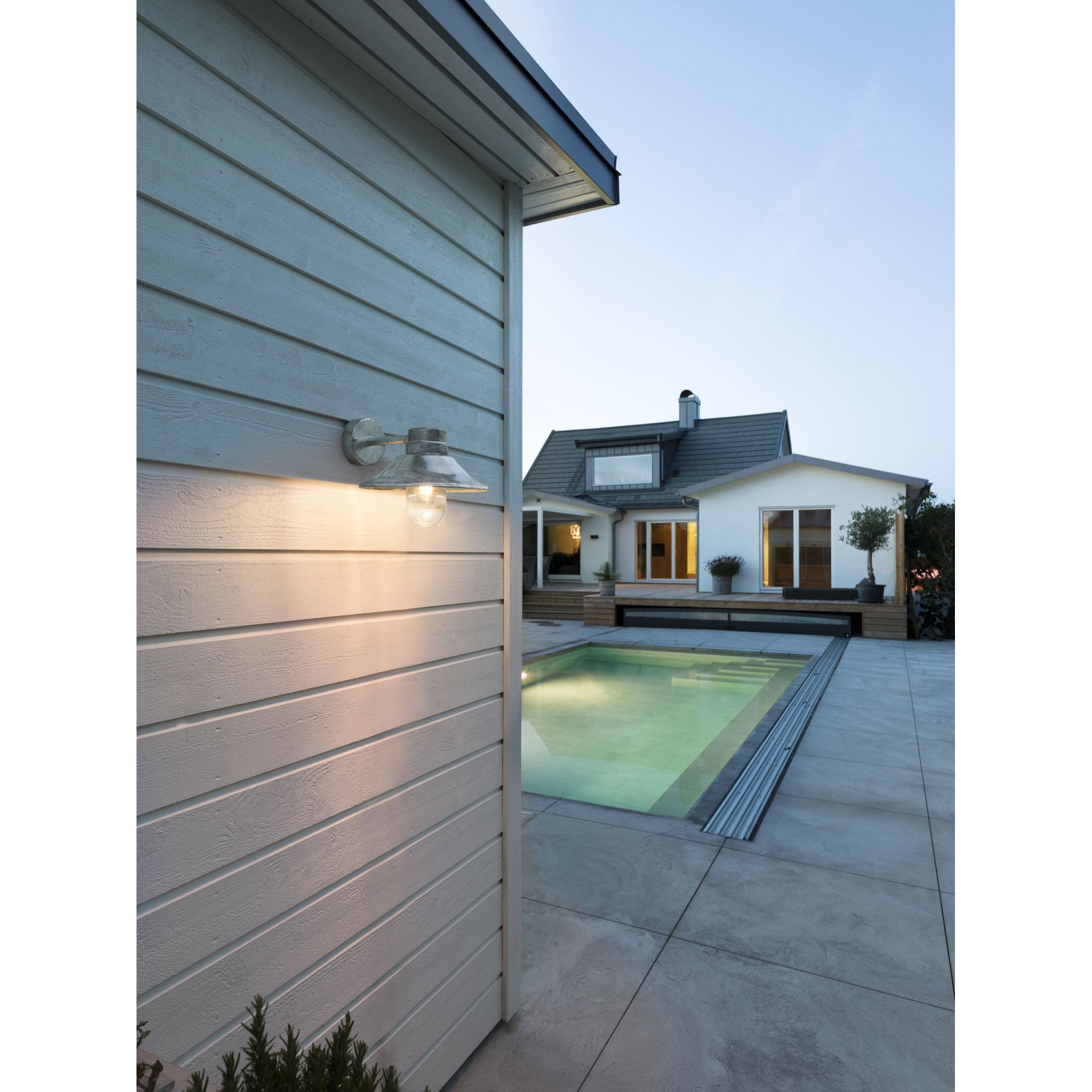 Konstsmide Vega Hooded Wall Light - Galvanised