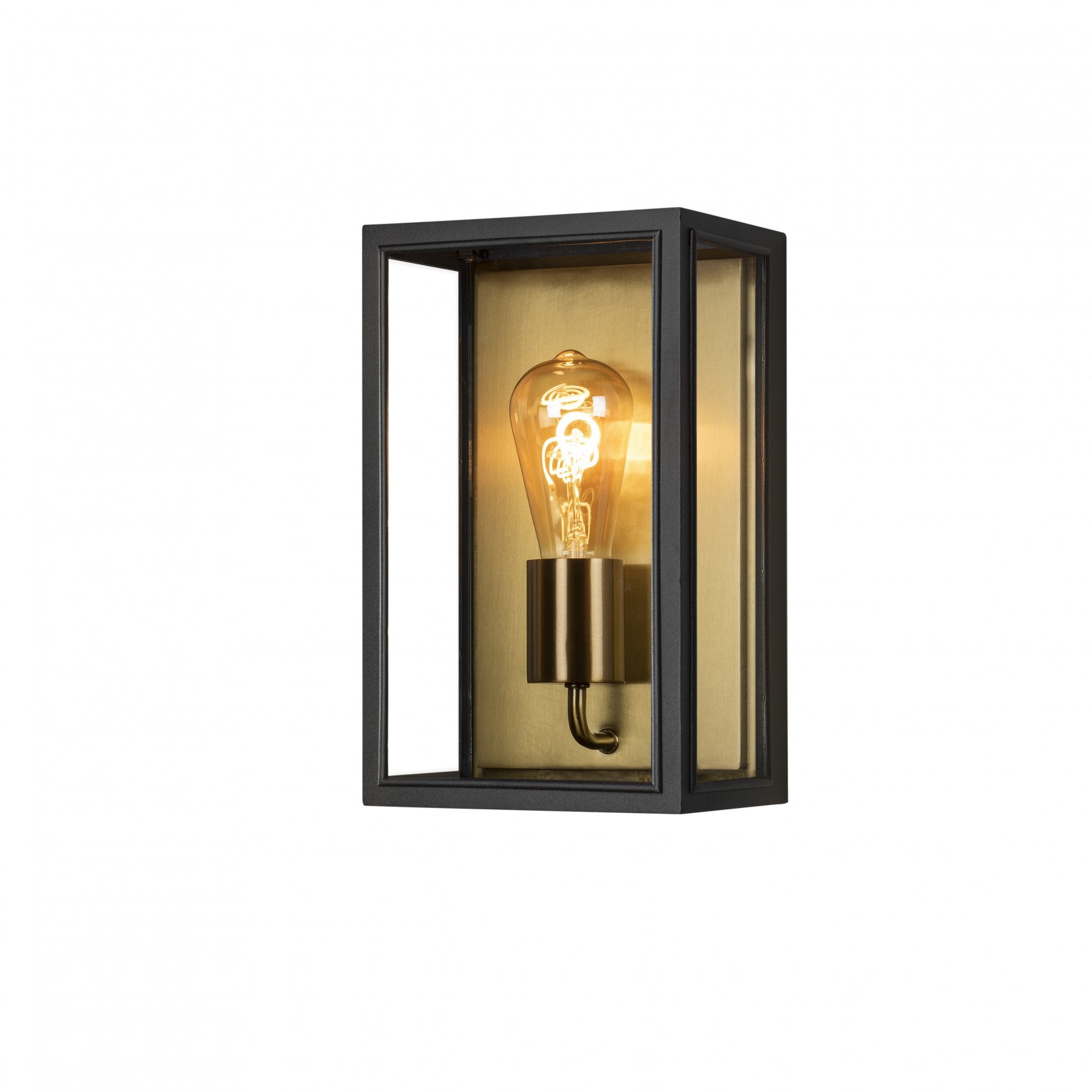 Konstsmide Carpi Medium Half Lantern - Matt Black & Brass