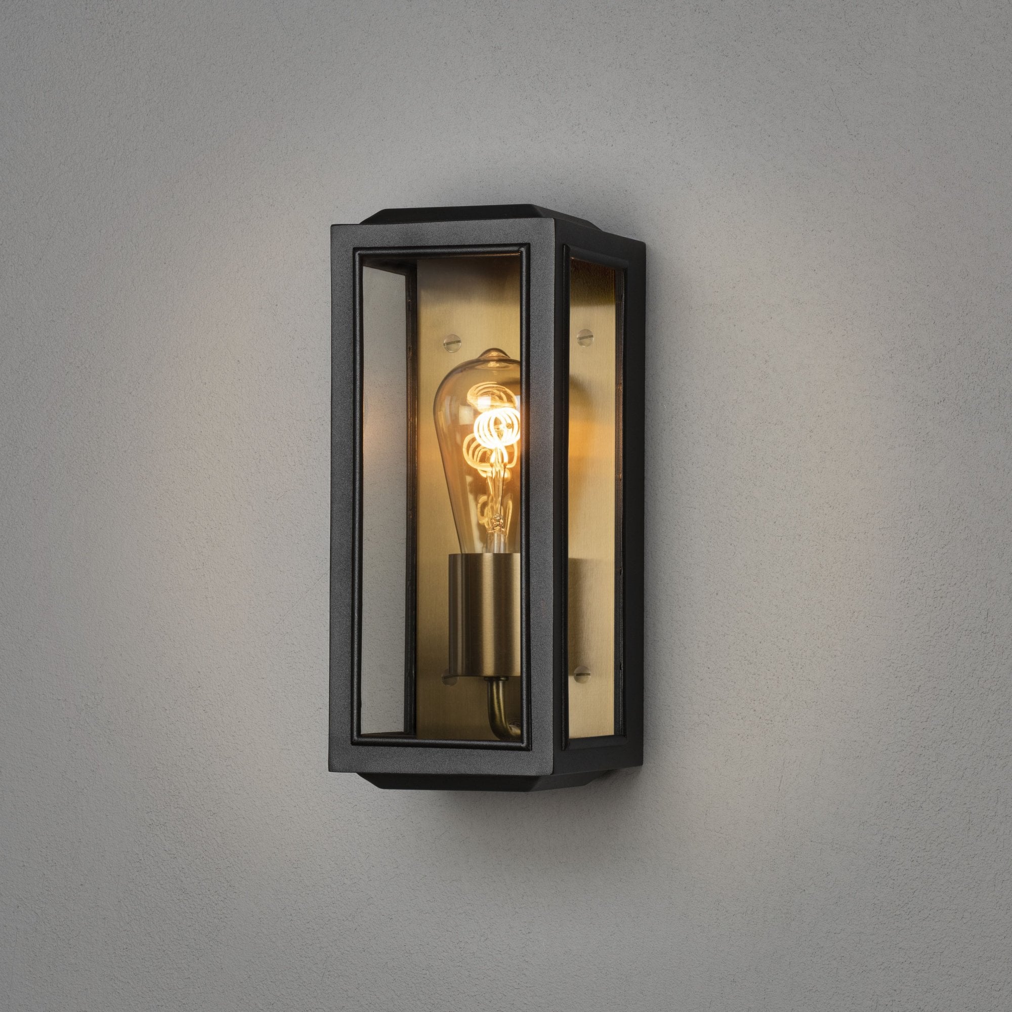 Konstsmide Carpi Small Half Lantern - Matt Black & Brass