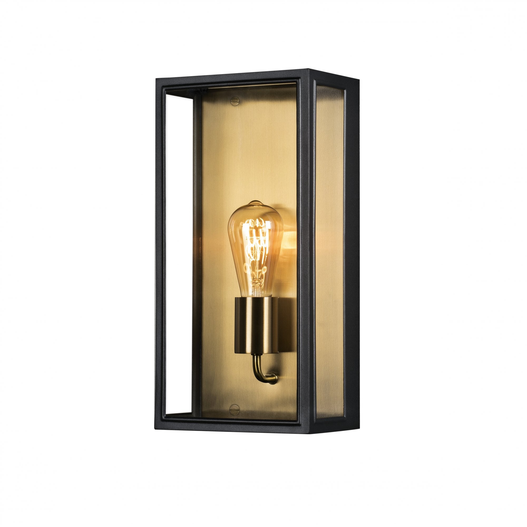 Konstsmide Carpi Large Half Lantern - Matt Black & Brass