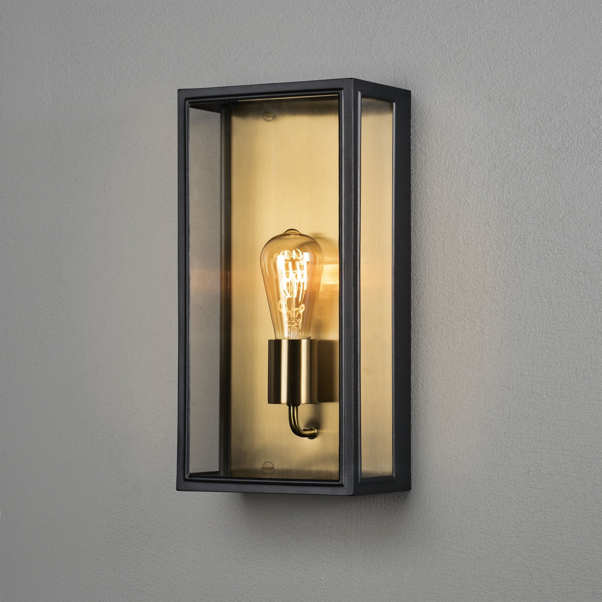 Konstsmide Carpi Large Half Lantern - Matt Black & Brass